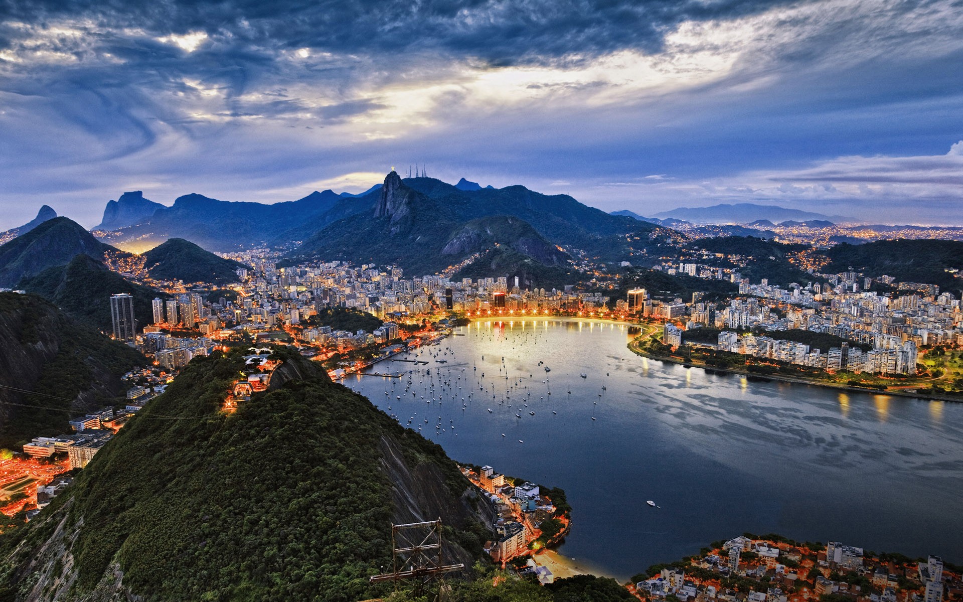 General 1920x1200 Rio de Janeiro cityscape sky Brazil landscape cable car Sugarloaf Mountain Christ the Redeemer Botafogo Beach