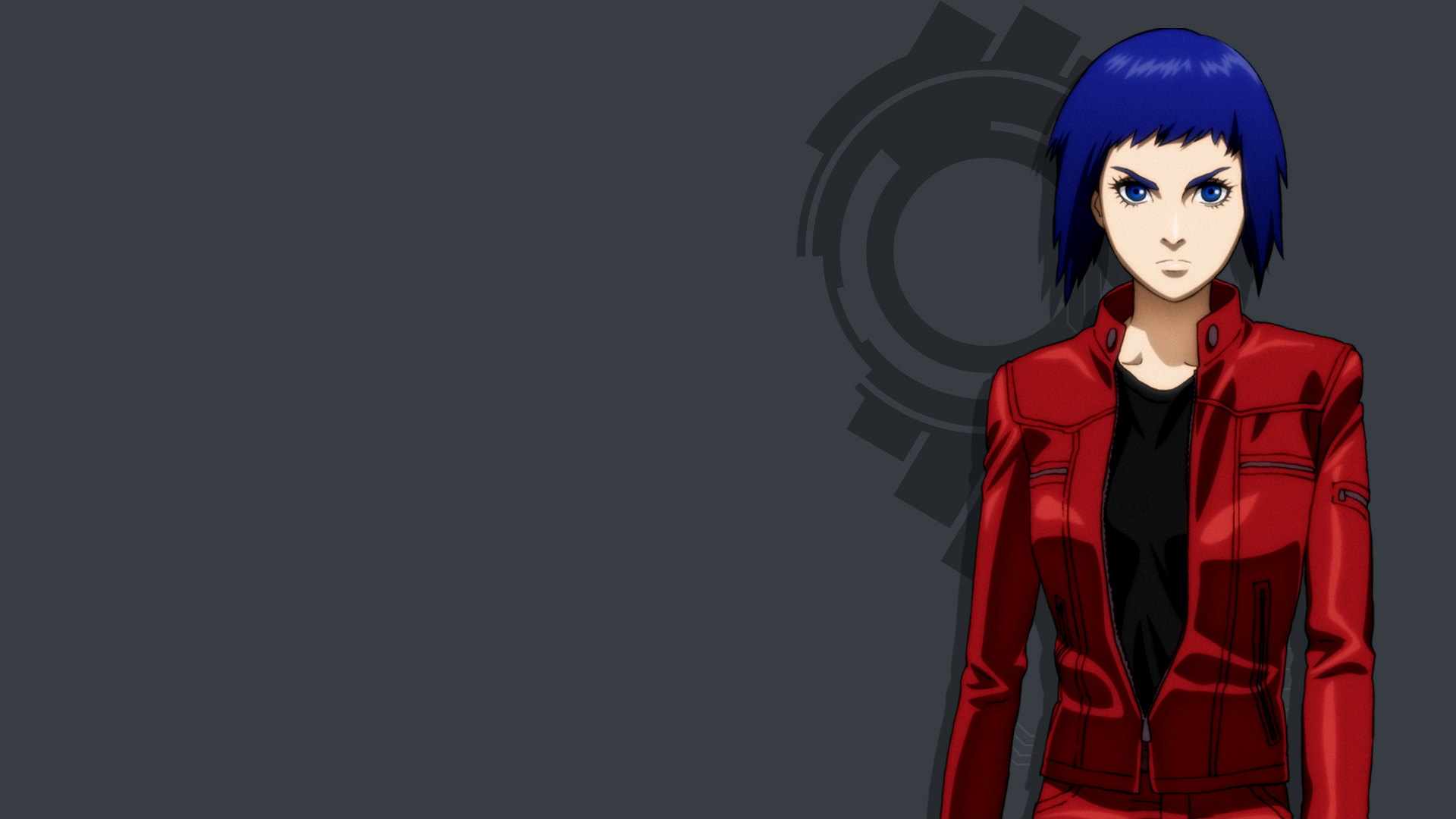 Anime 1920x1080 Ghost in the Shell Kusanagi Motoko Ghost in the Shell: ARISE anime anime girls blue hair gray background blue eyes angry face