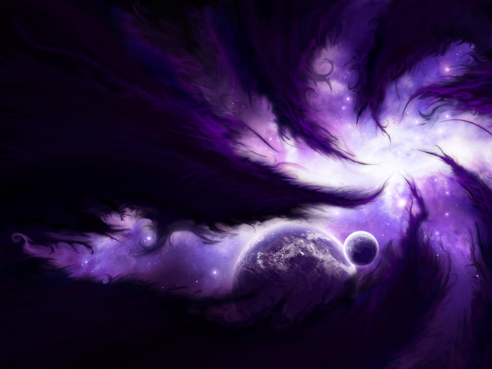 General 1600x1200 space nebula planet space art purple digital art