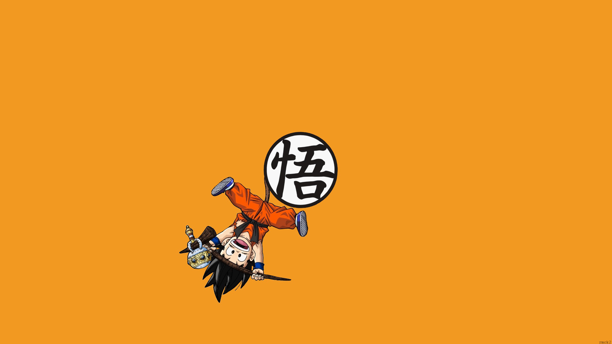 Anime 2560x1440 Dragon Ball Dragon Ball Z Son Goku Kid Goku anime orange background anime boys simple background