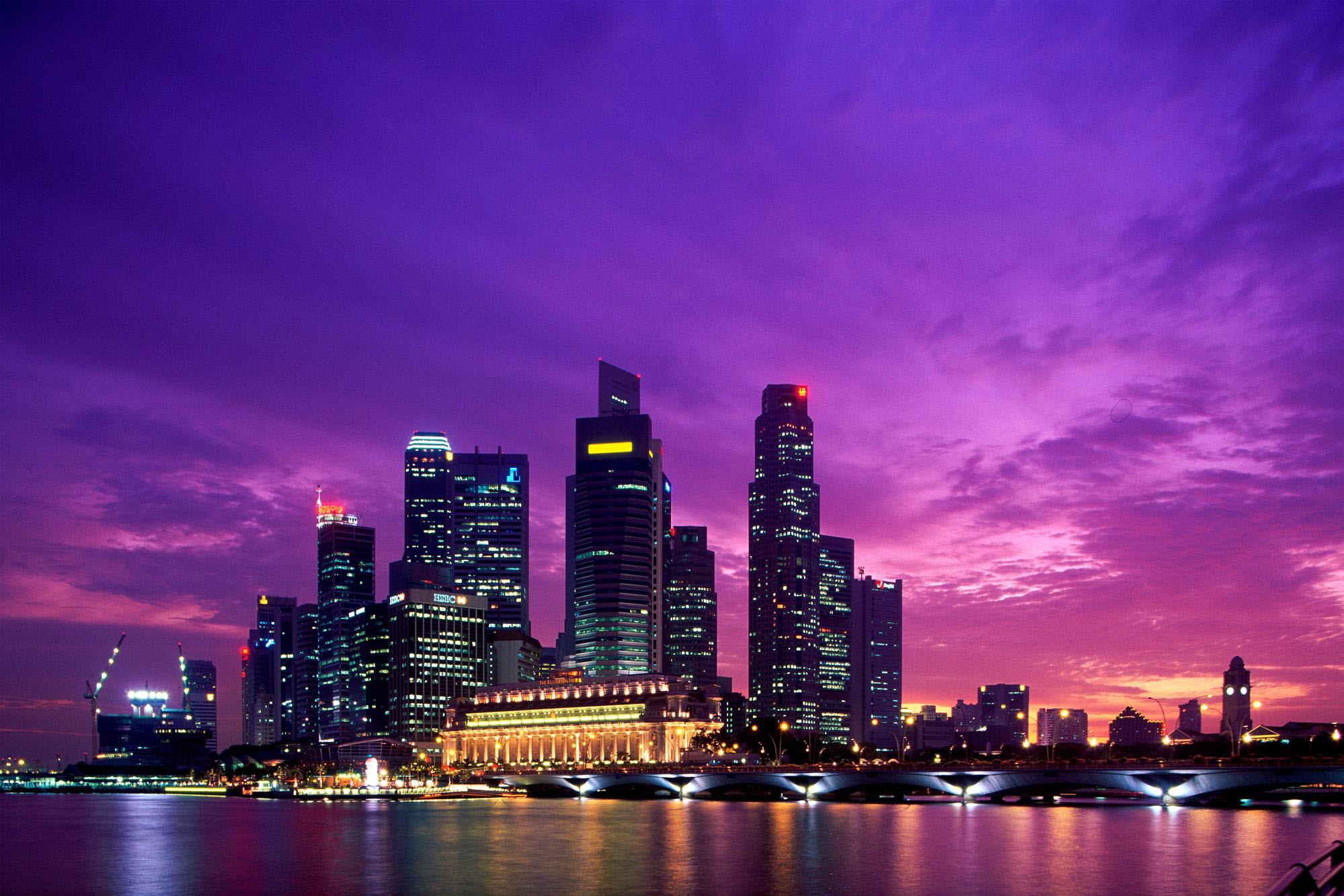 General 1999x1333 Singapore city Asian architecture dusk skyscraper bridge river Asia sky city lights