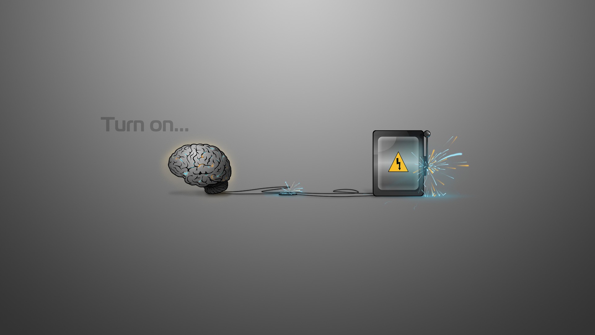 General 1920x1080 brain electricity simple background gray background artwork