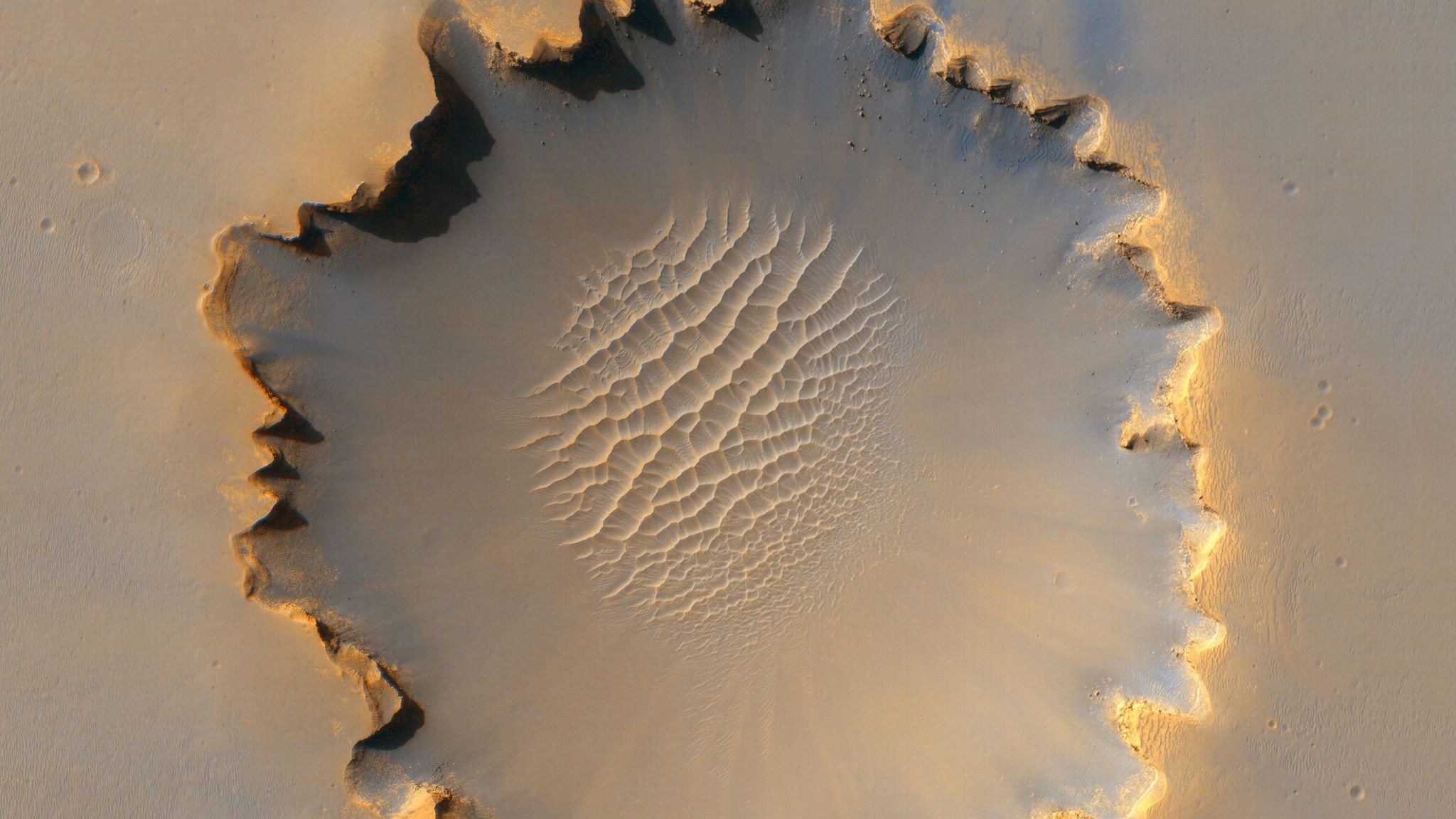 General 2048x1152 Mars planet crater aerial view