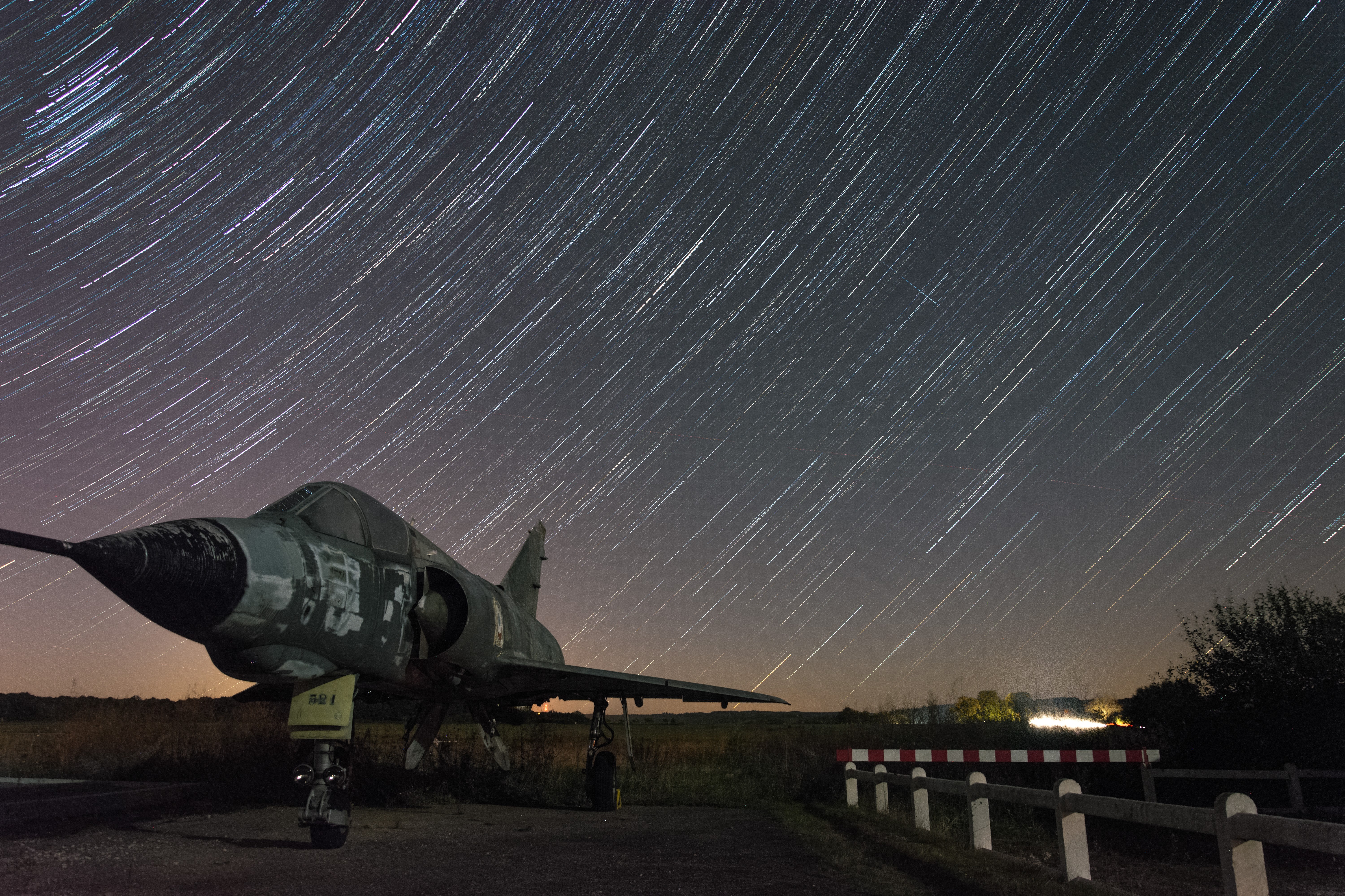 General 6000x4000 military aircraft vehicle old aircraft long exposure night sky star trails military vehicle Dassault Mirage 2000 wreck sky stars military