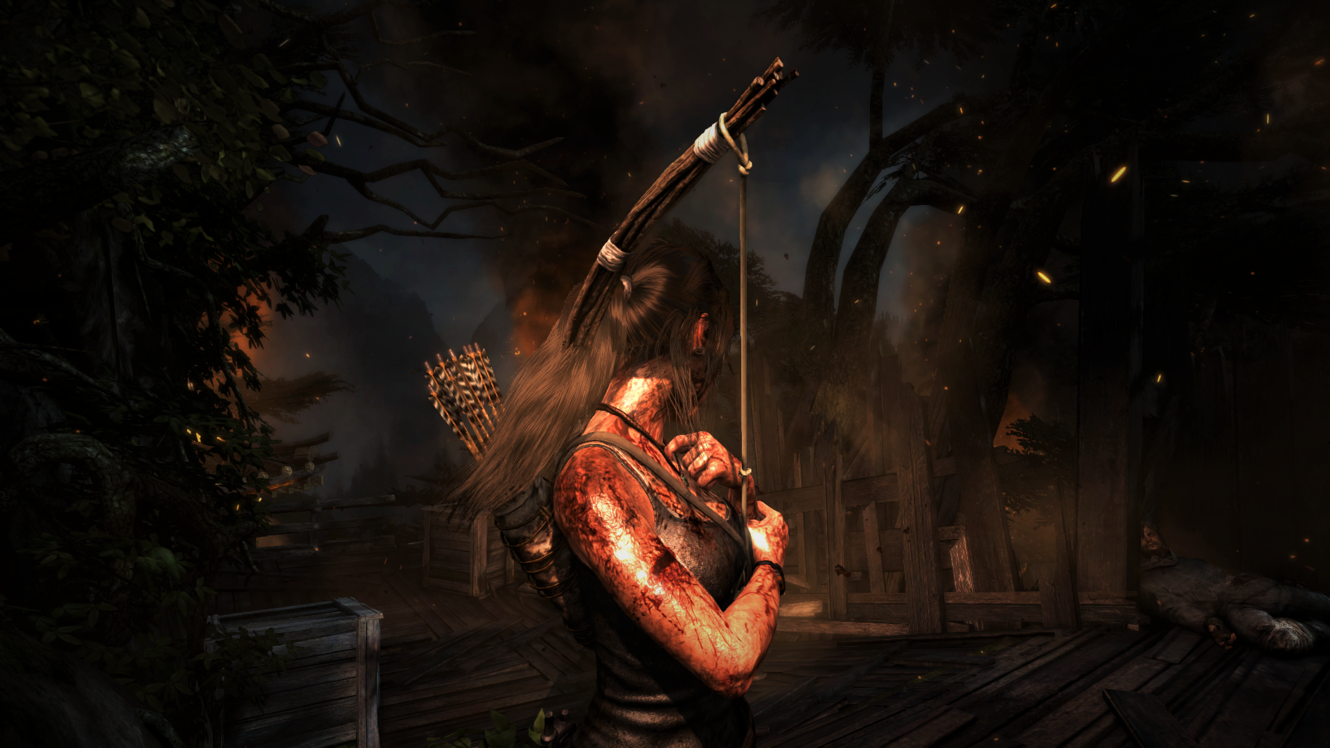 General 1920x1080 video games Tomb Raider bow PC gaming blood wounds Lara Croft (Tomb Raider)