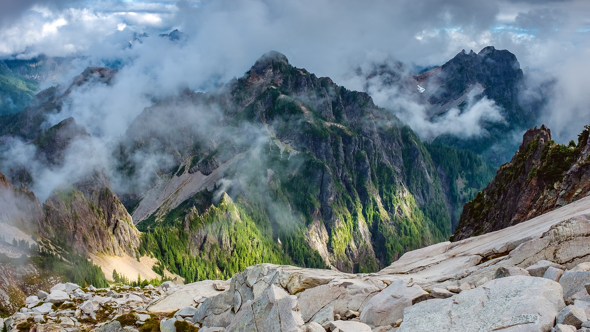 General 1920x1080 landscape mountains nature rocks clouds Washington (state) USA summit daylight