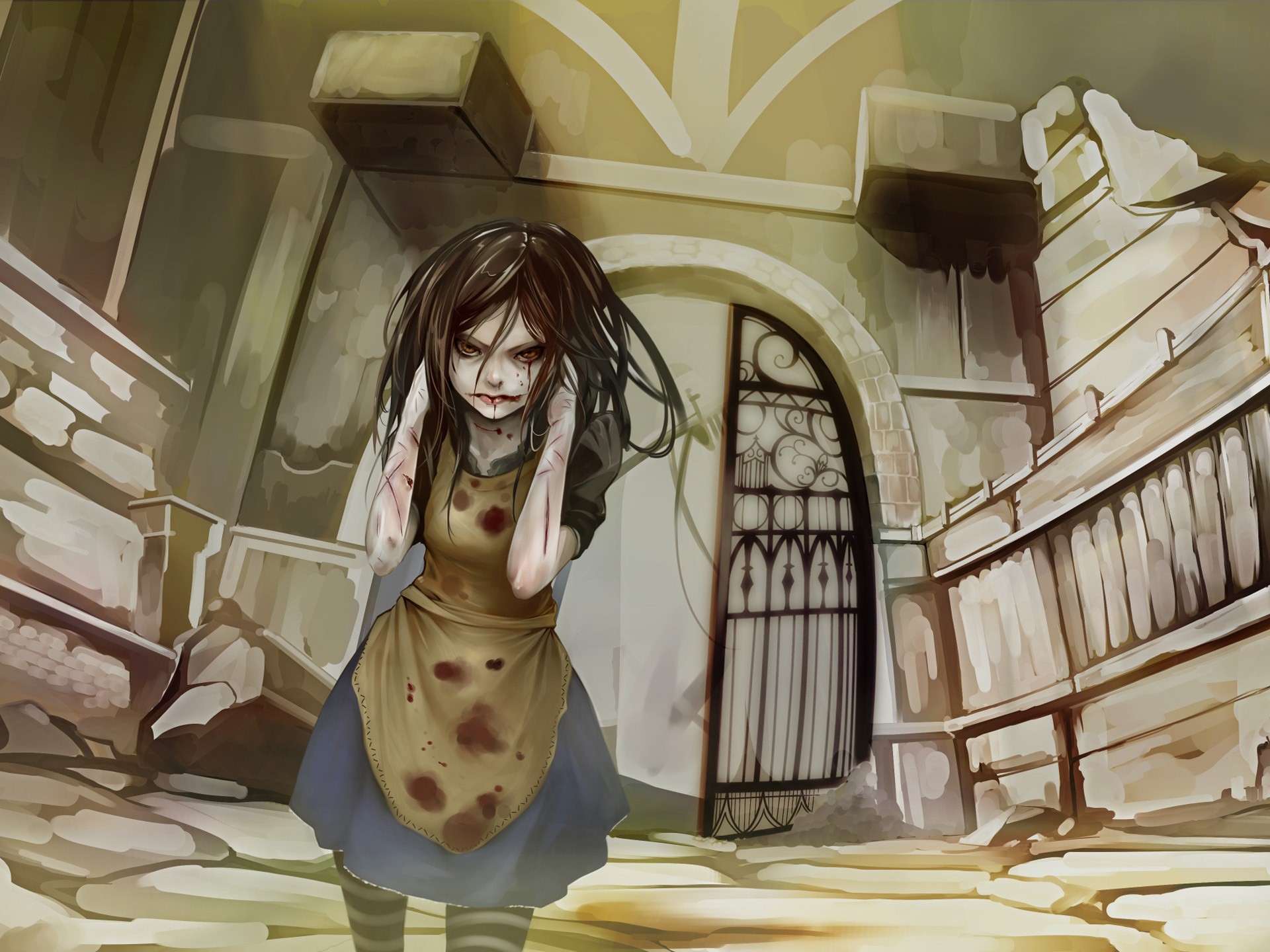 General 1920x1440 video games artwork American McGee's Alice Alice: Madness Returns Alice video game girls blood video game characters