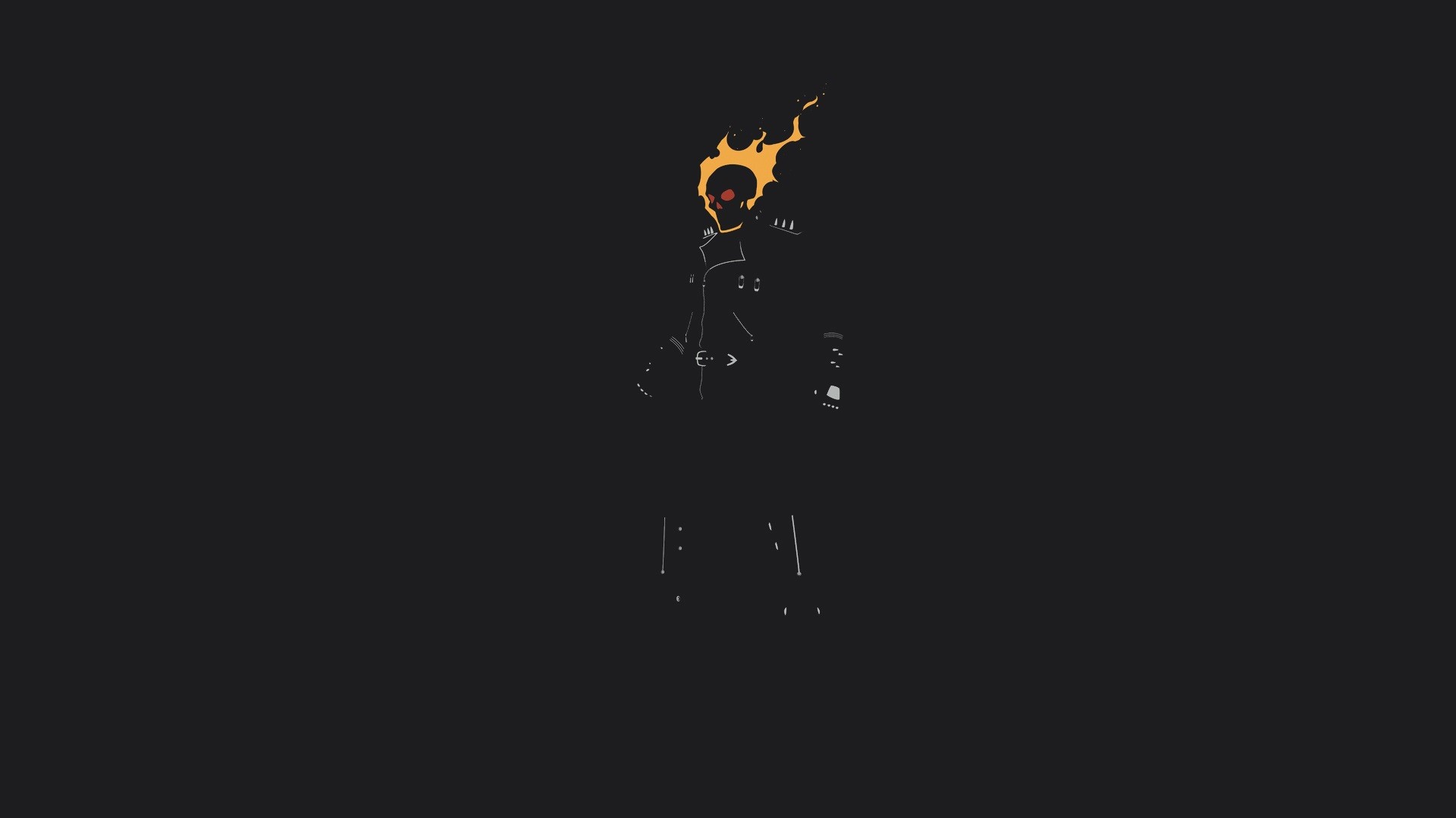 Ghost Rider, minimalism, fire, skull, movies, dark, artwork, black ...