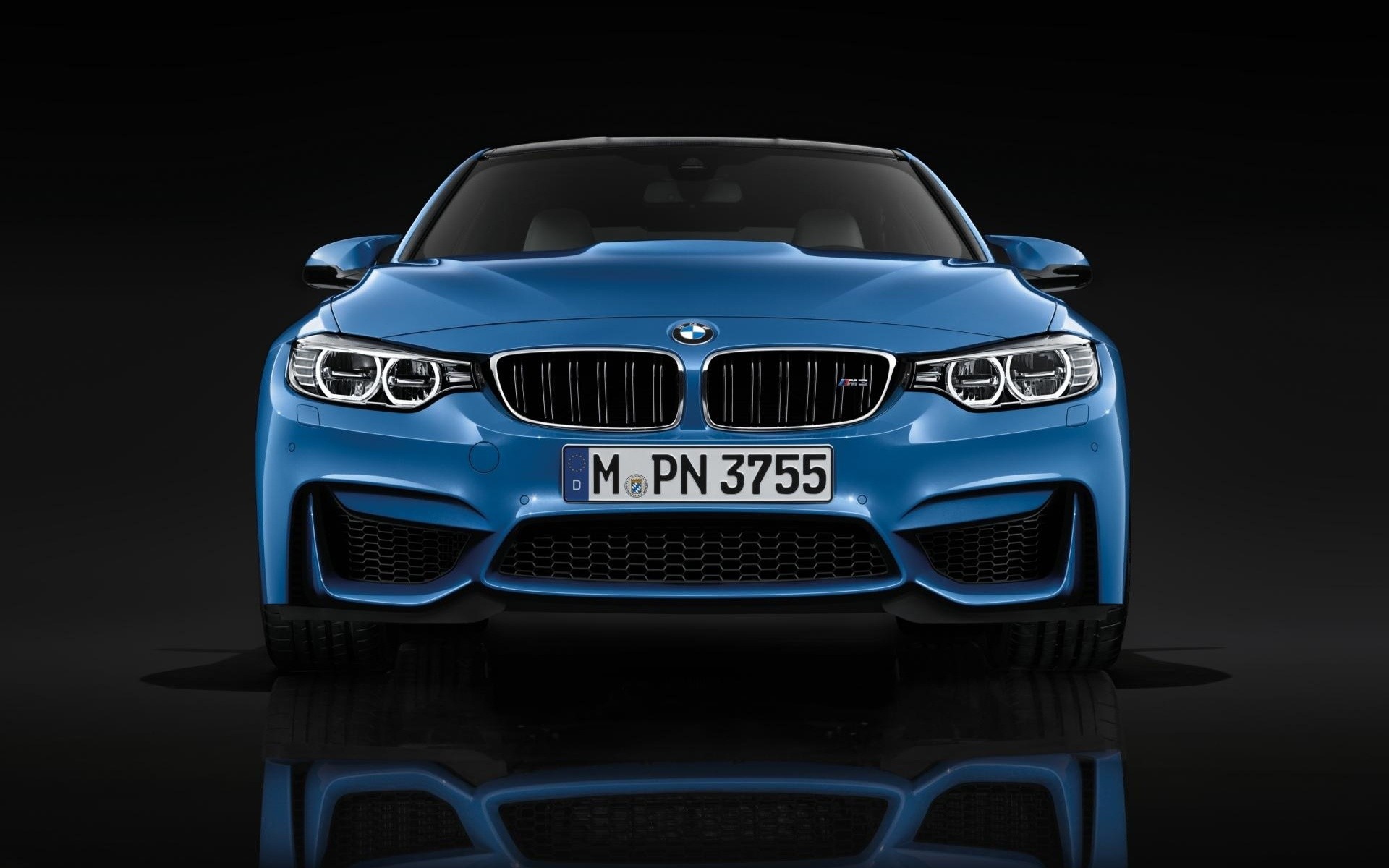 General 1920x1200 blue cars vehicle BMW numbers reflection BMW F80/F82/F83 frontal view BMW 3 Series car