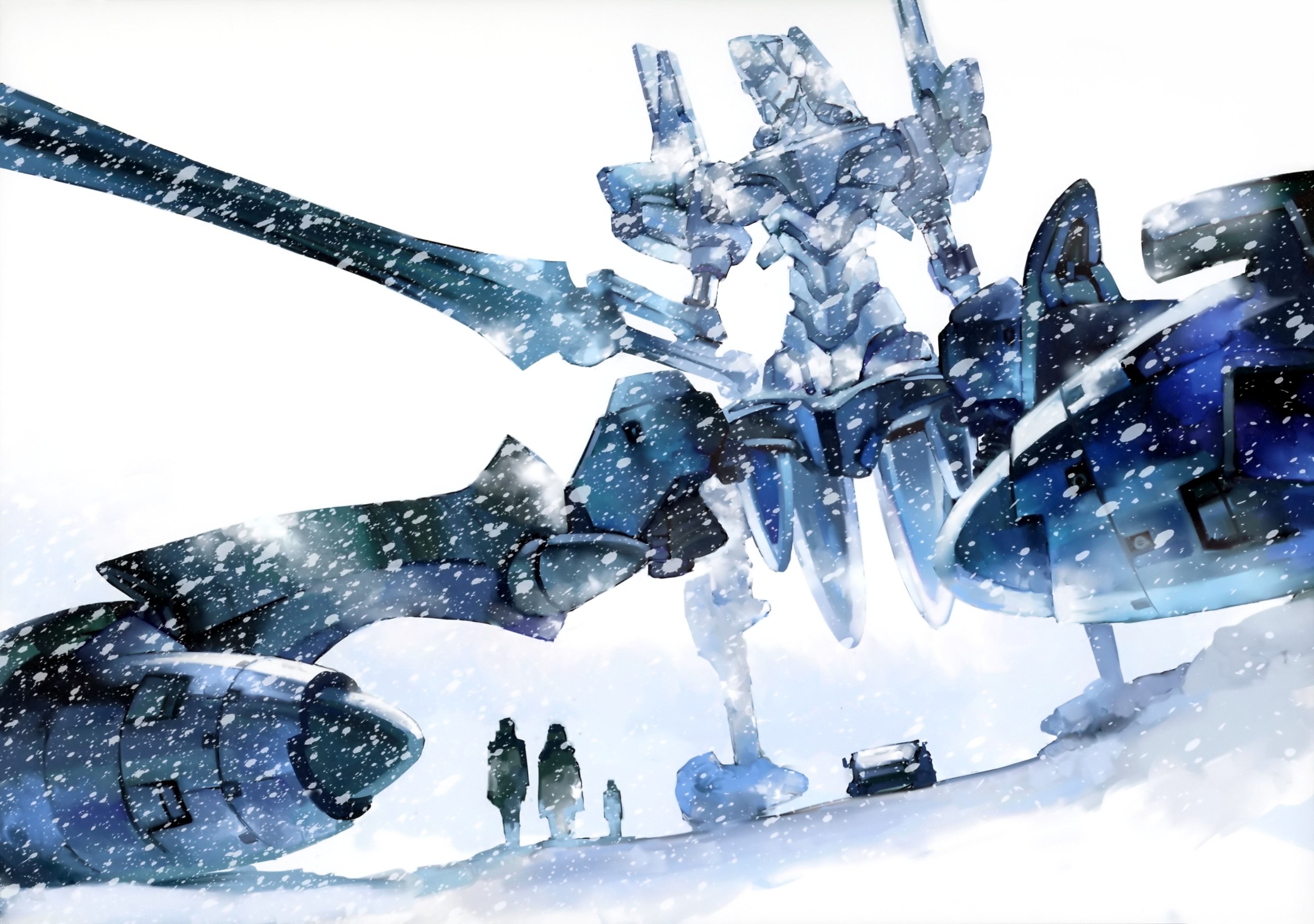 Anime 4310x3033 artwork digital art mechs robot snow Neon Genesis Evangelion science fiction anime