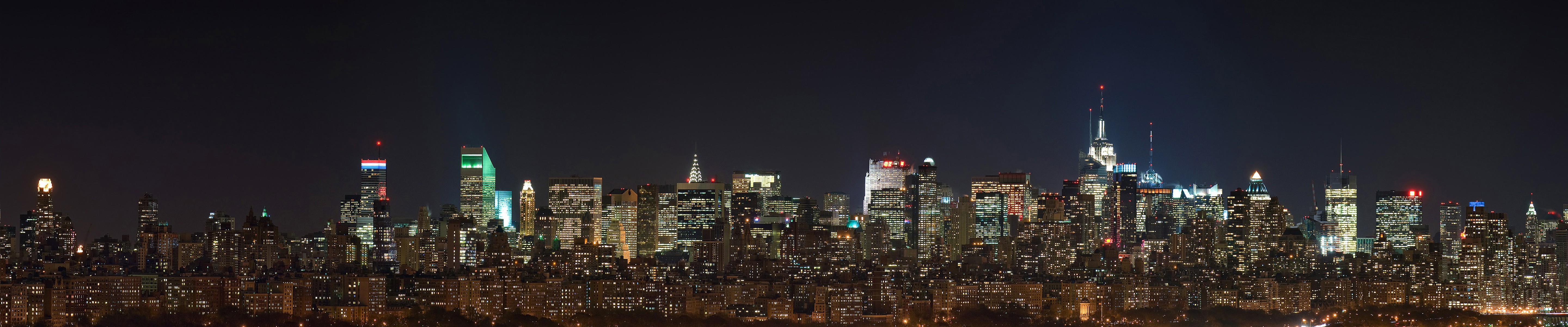 General 5760x1200 New York City triple screen wide angle cityscape Manhattan city lights panorama night USA