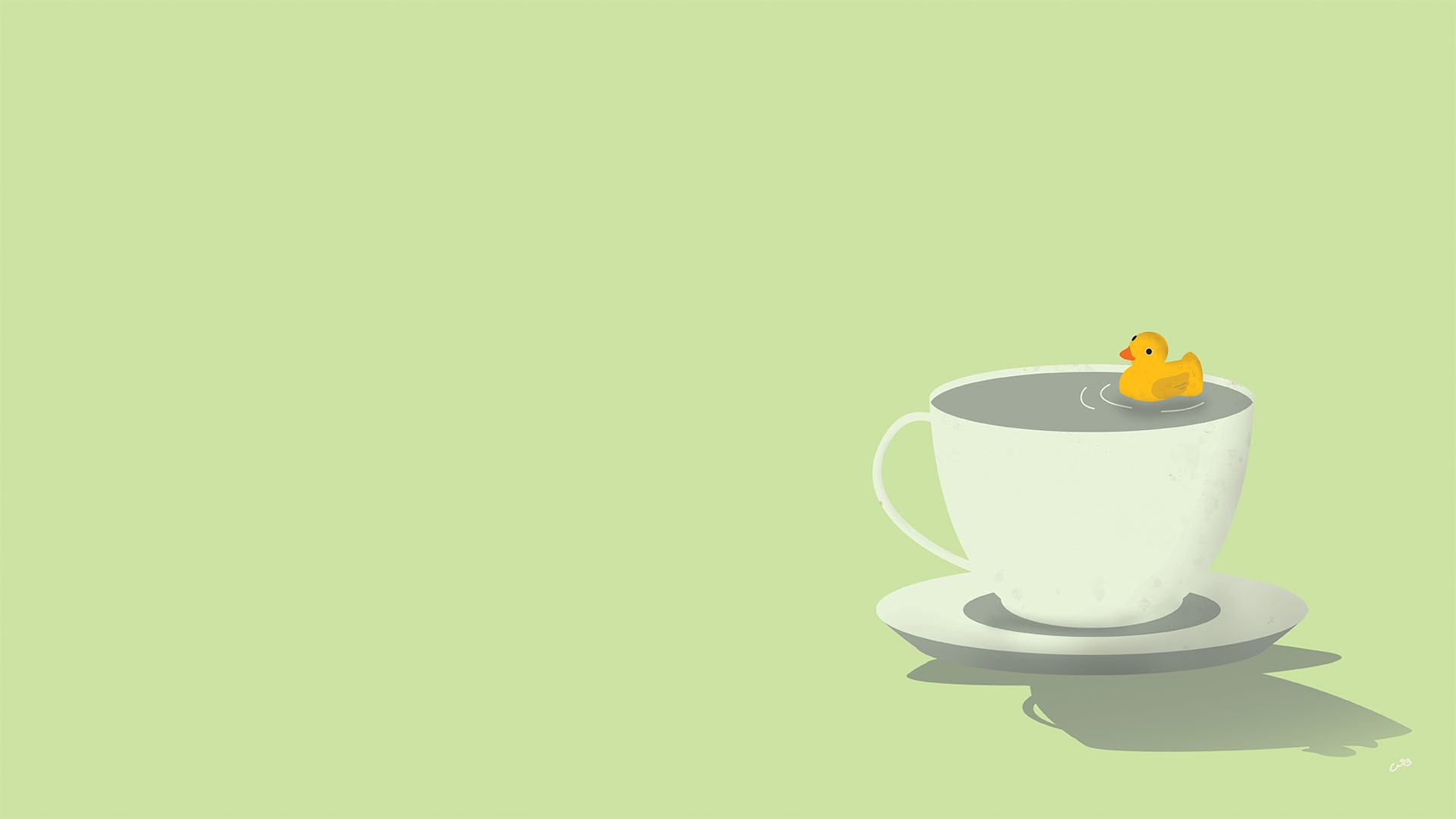General 1920x1080 artwork cup rubber ducks simple background humor green background minimalism