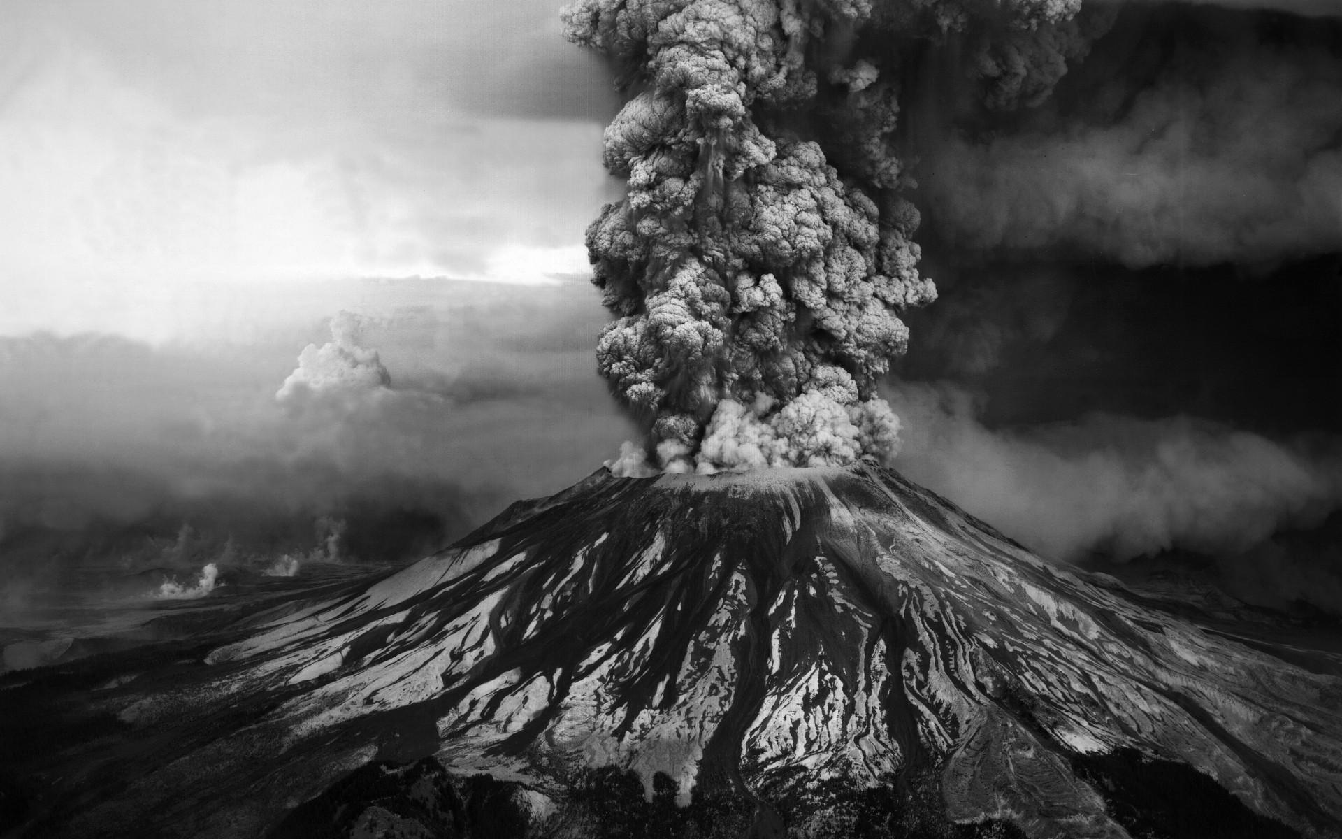 General 1920x1200 volcano smoke nature monochrome eruption volcanic eruption