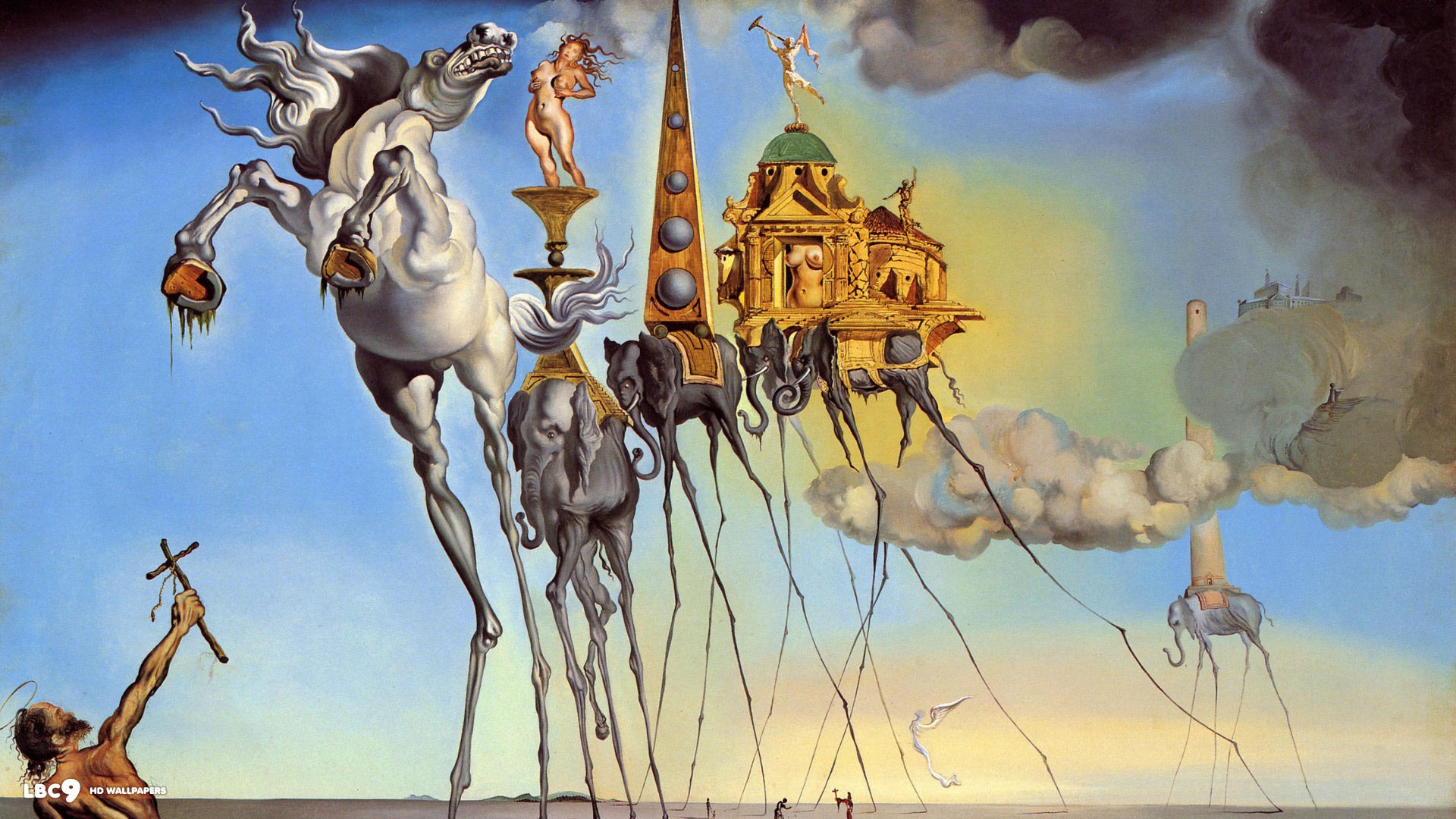General 1920x1080 Salvador Dalí painting fantasy art skull war clocks time surreal classic art