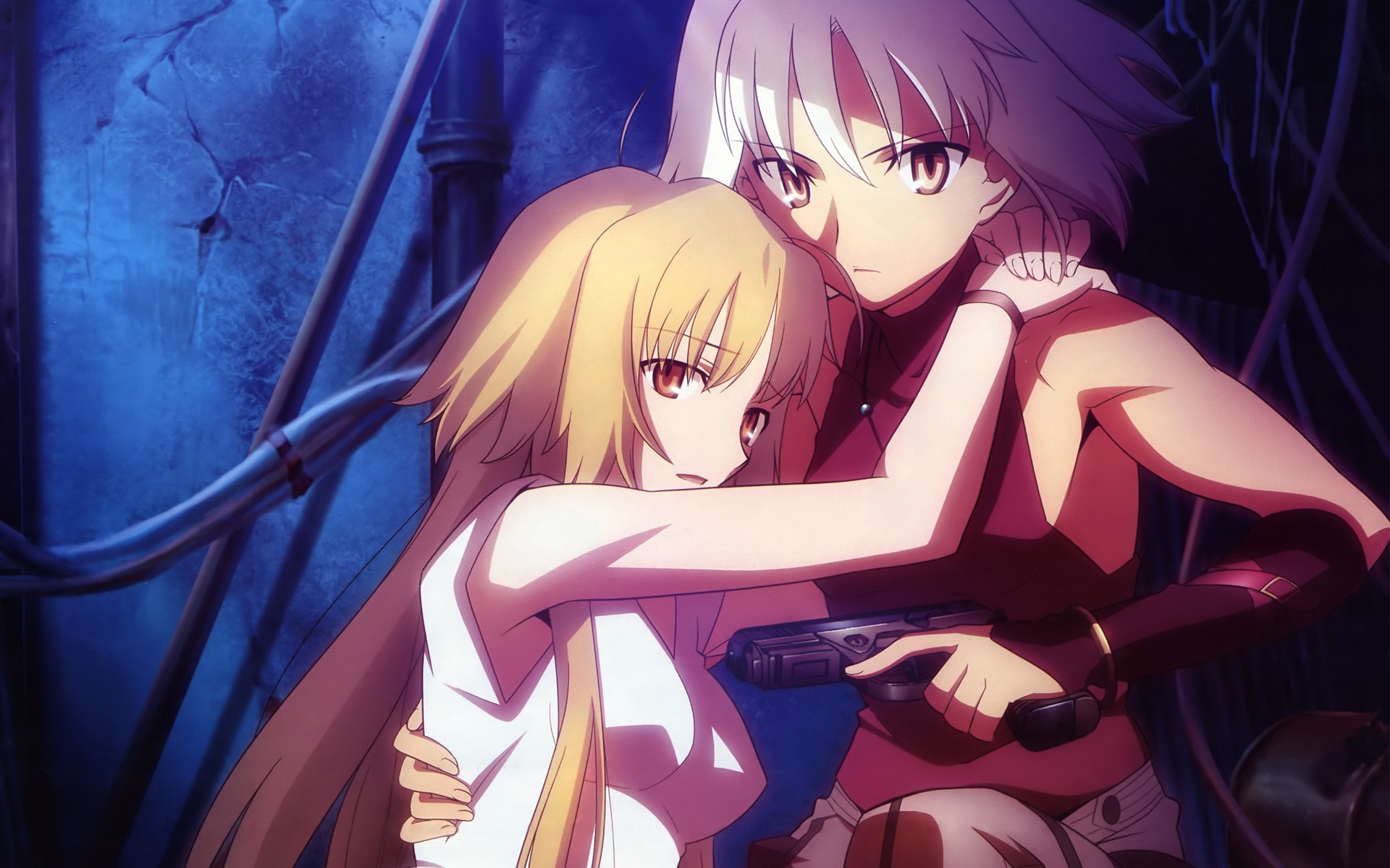 Anime 1920x1200 Canaan anime anime girls gun weapon two women girls with guns looking at viewer anime girls with guns