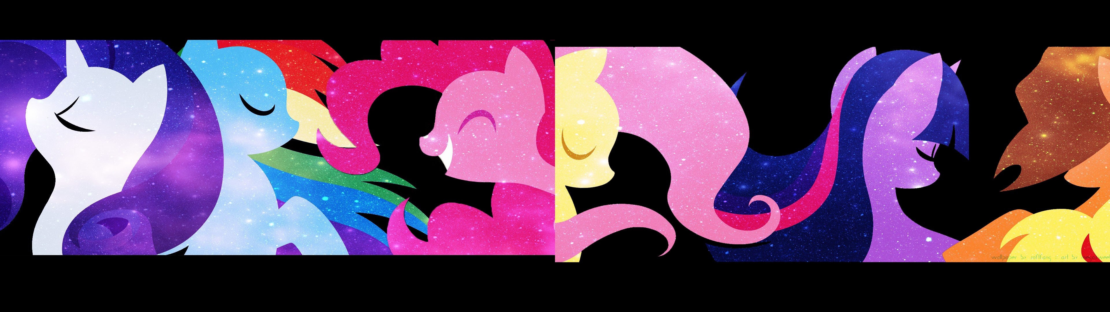 General 3840x1080 My Little Pony Rarity Rainbow Dash Pinkie Pie Fluttershy Applejack Twilight Sparkle