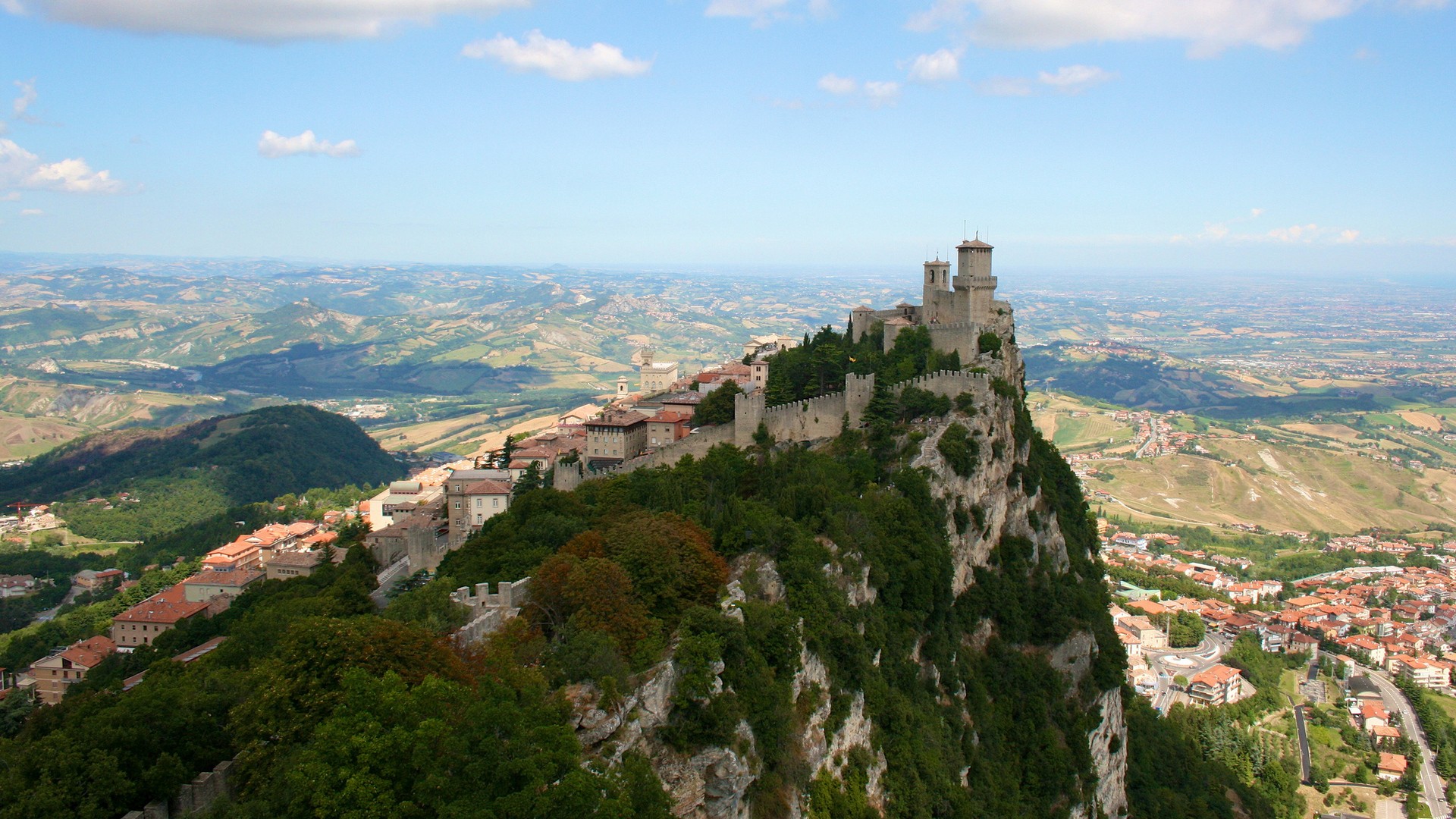 General 1920x1080 nature aerial view village castle cliff horizon landscape San Marino fortress