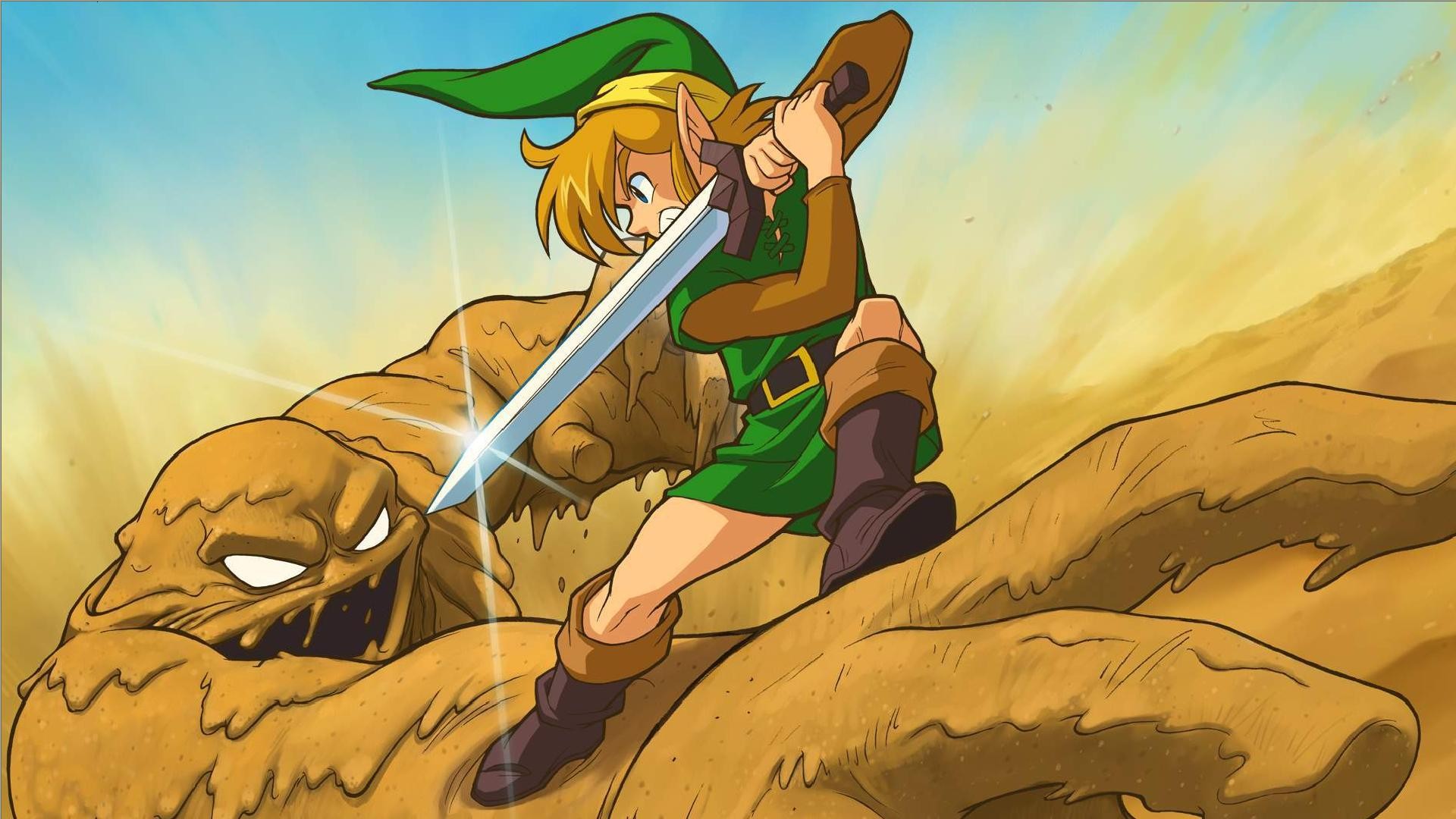 Anime 1920x1080 animation Link The Legend of Zelda sword creature video games video game art fantasy art
