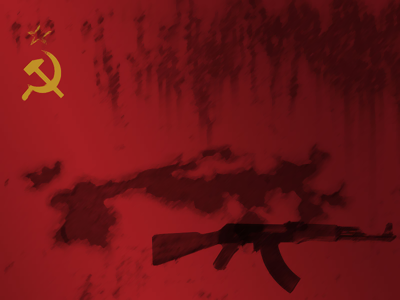 General 1333x1000 weapon red background USSR AK-47 red hammer and sickle communism machine gun