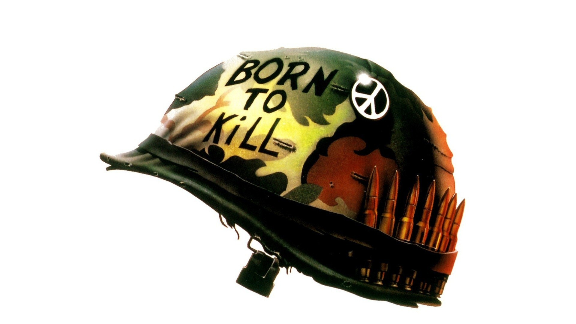 General 1920x1080 Full Metal Jacket movies peace helmet simple background movie poster Stanley Kubrick