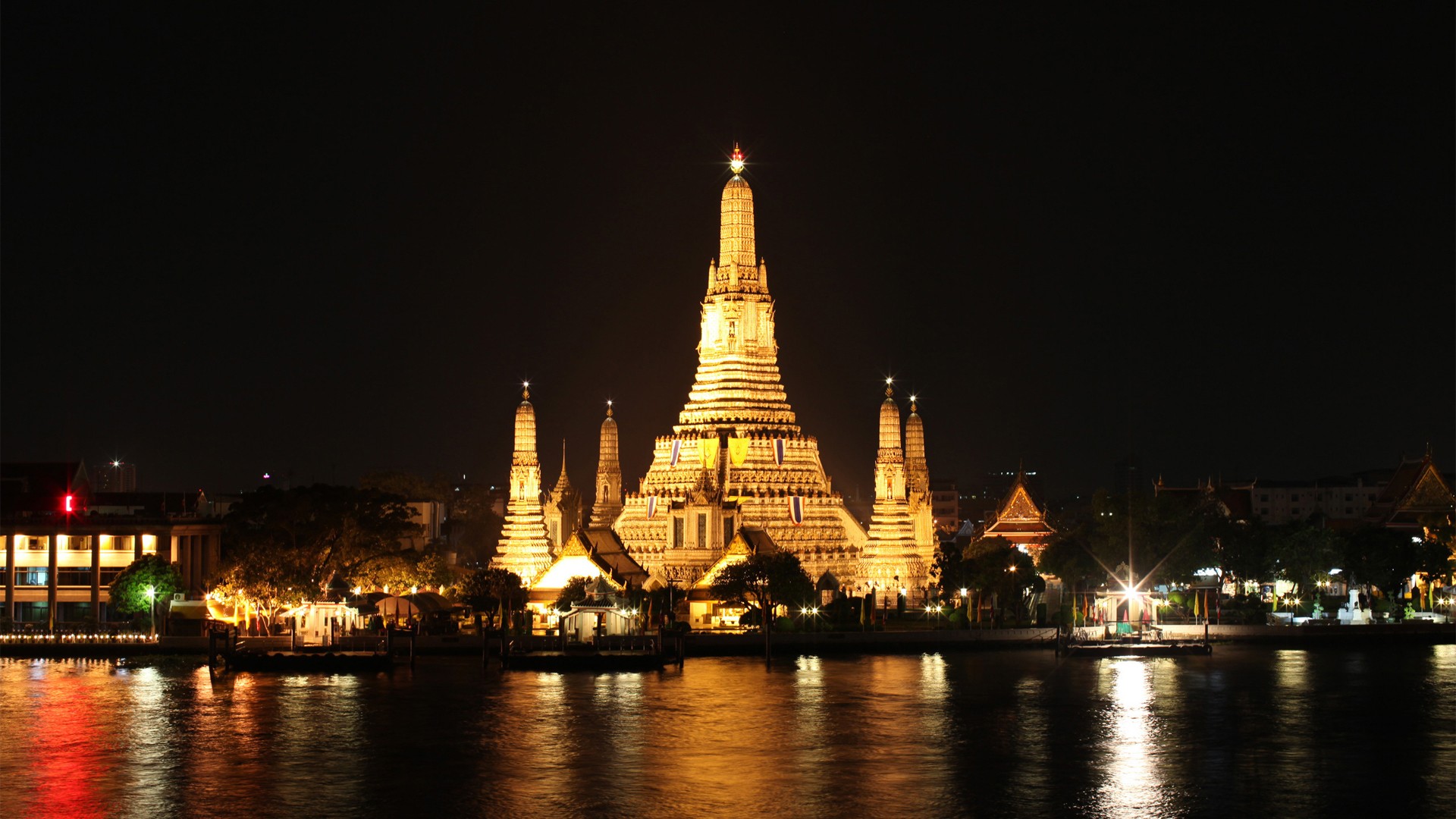 General 1920x1080 Bangkok lights night monuments architecture Asia water