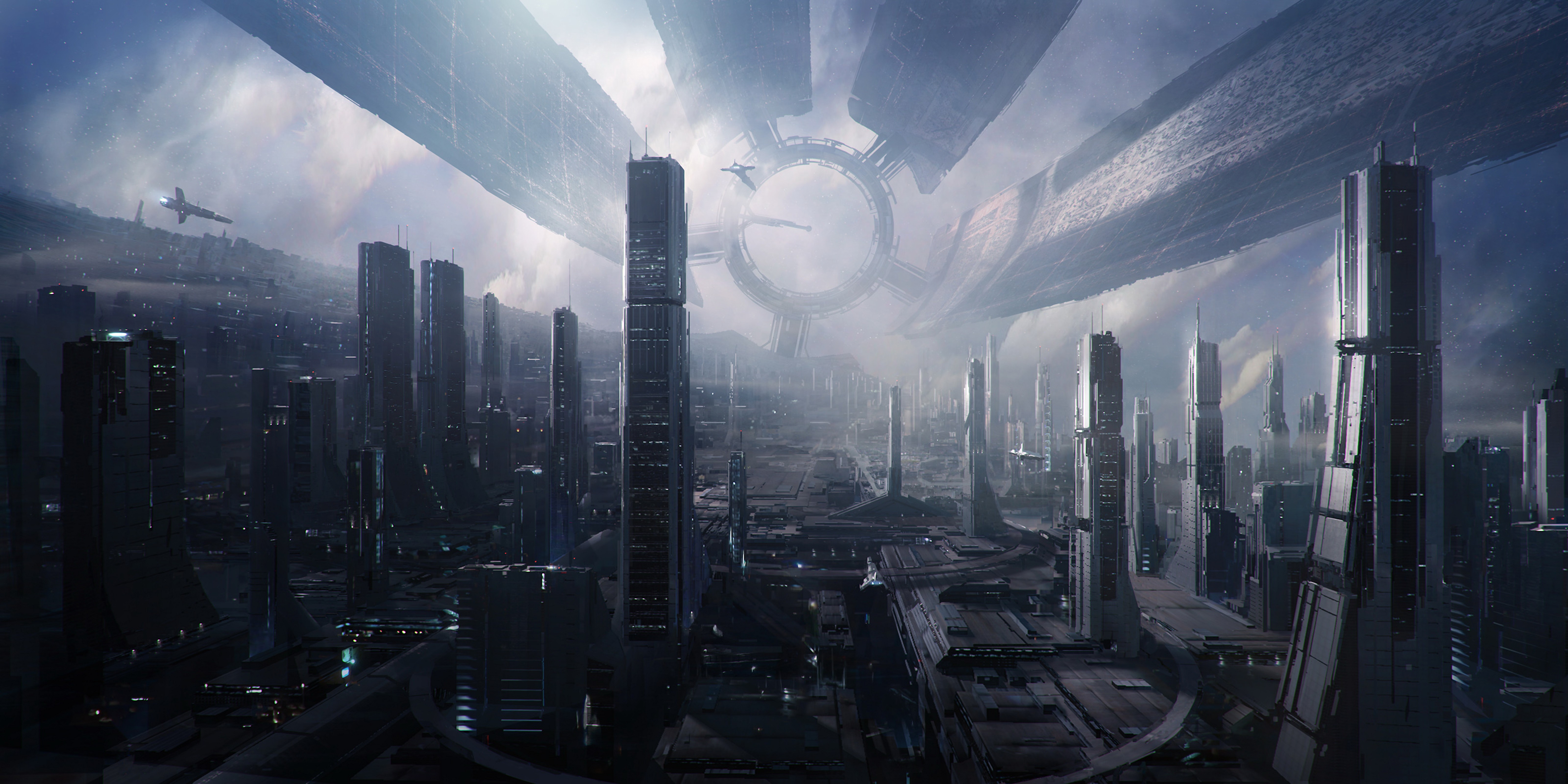 General 6400x3200 Mass Effect science fiction Citadel (Mass Effect) Bioware video games PC gaming futuristic