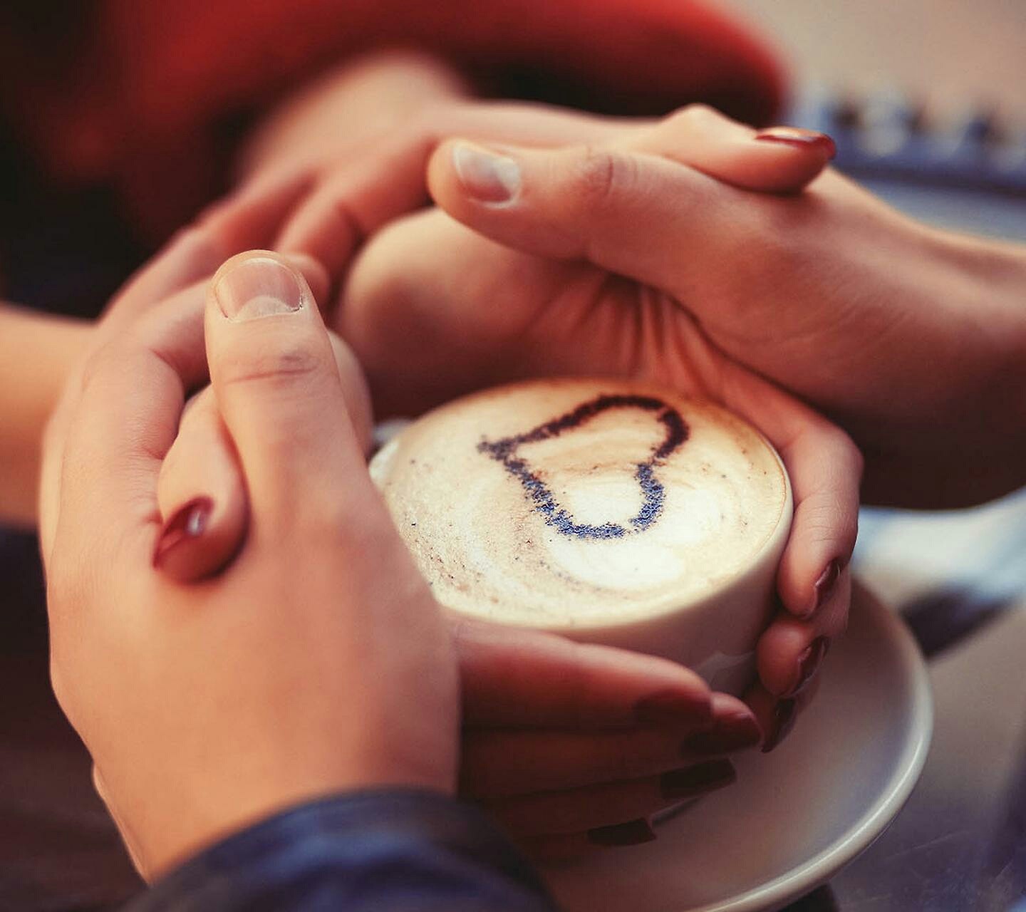 General 1440x1280 hands women men coffee cup holding hands Heart (Food) love red nails digital art