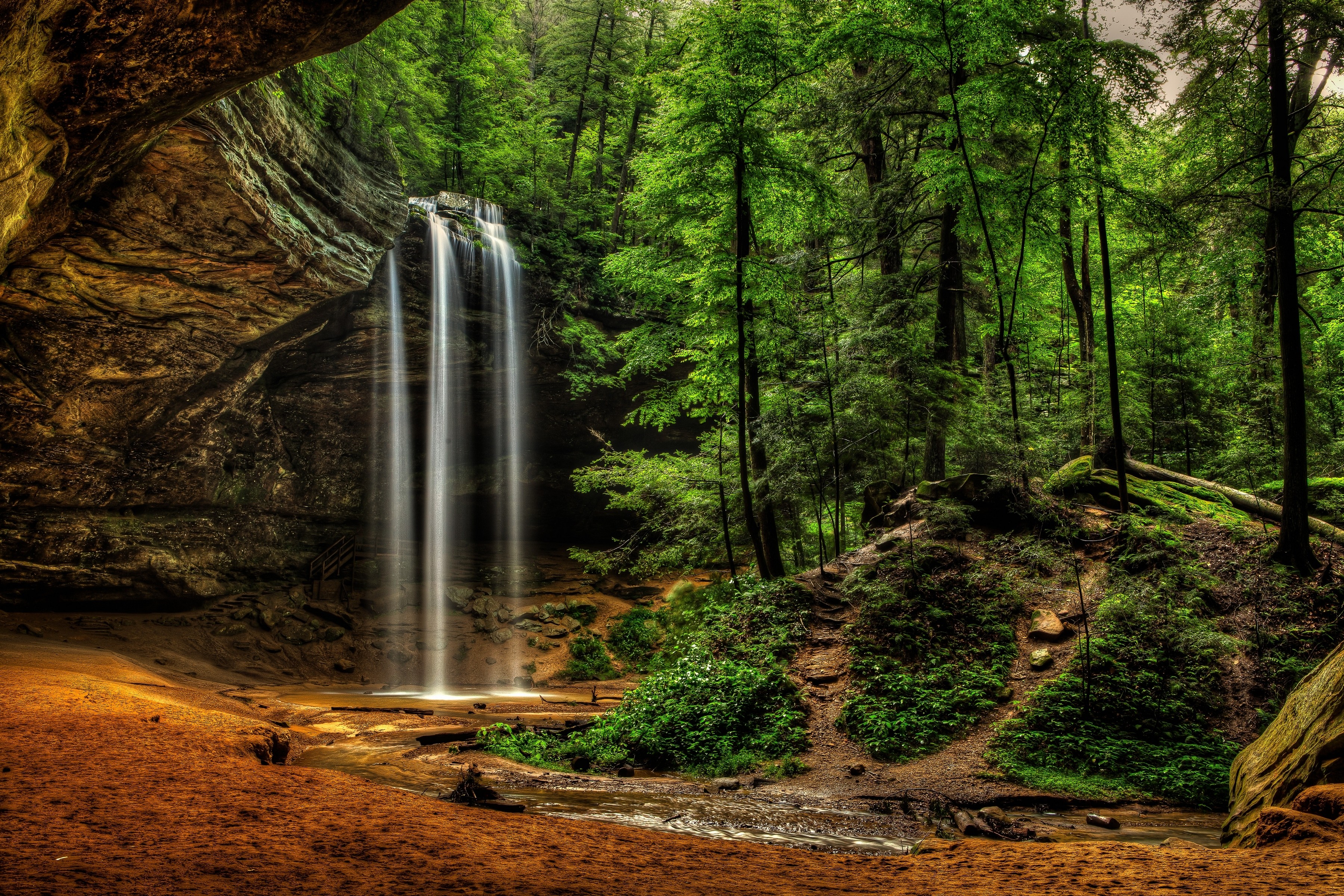 General 3600x2400 trees waterfall cave HDR creeks nature