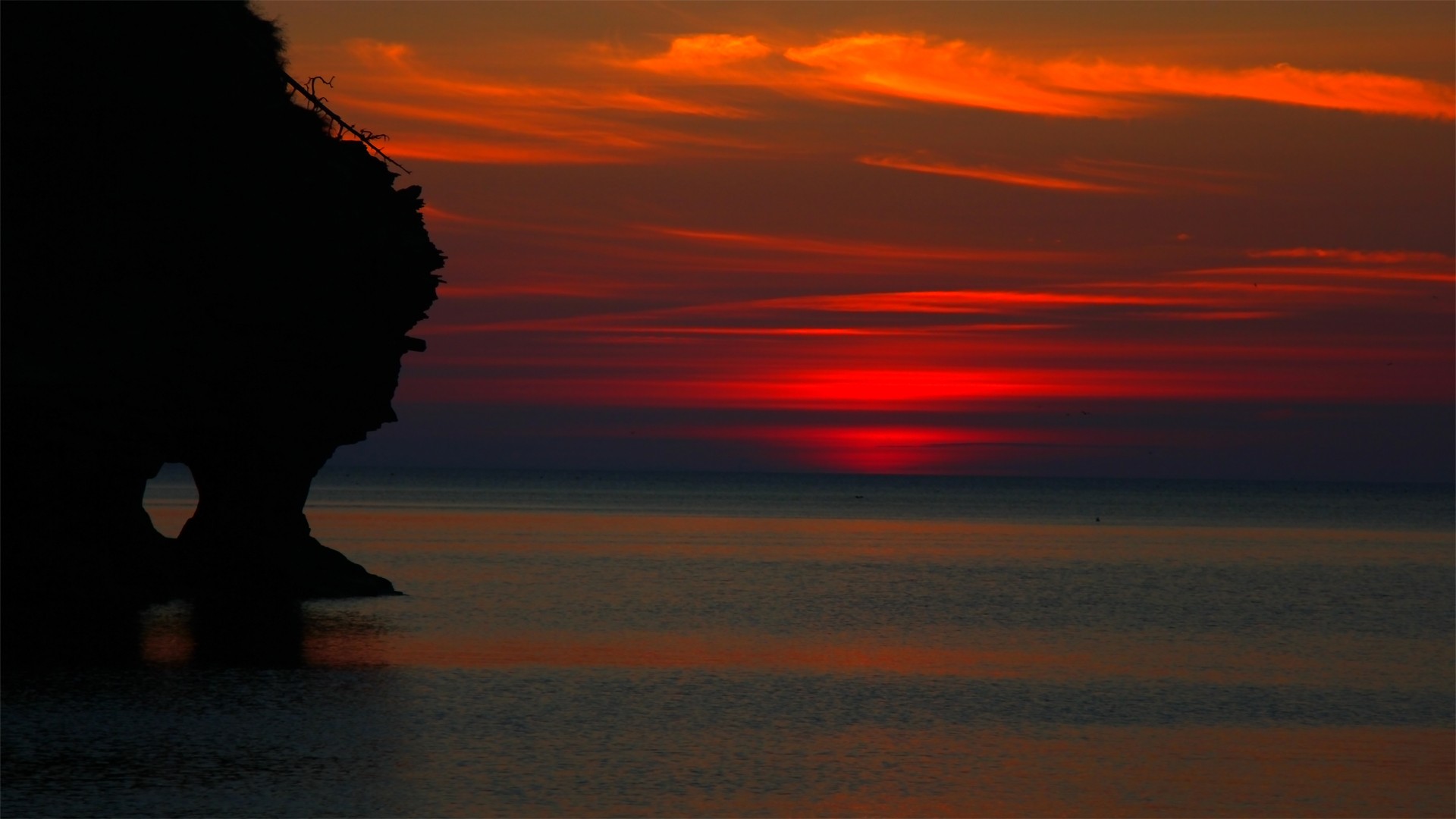 General 1920x1080 sunset nature sea skyscape purple sky coves silhouette red sky