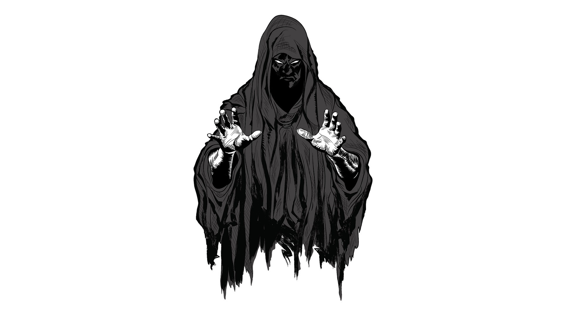 General 1920x1080 Grim Reaper fantasy art simple background white background frontal view