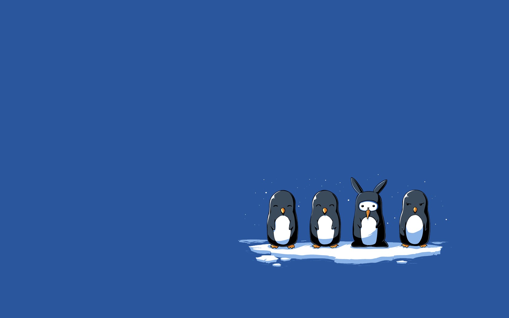 General 1680x1050 humor blue background simple background animals penguins