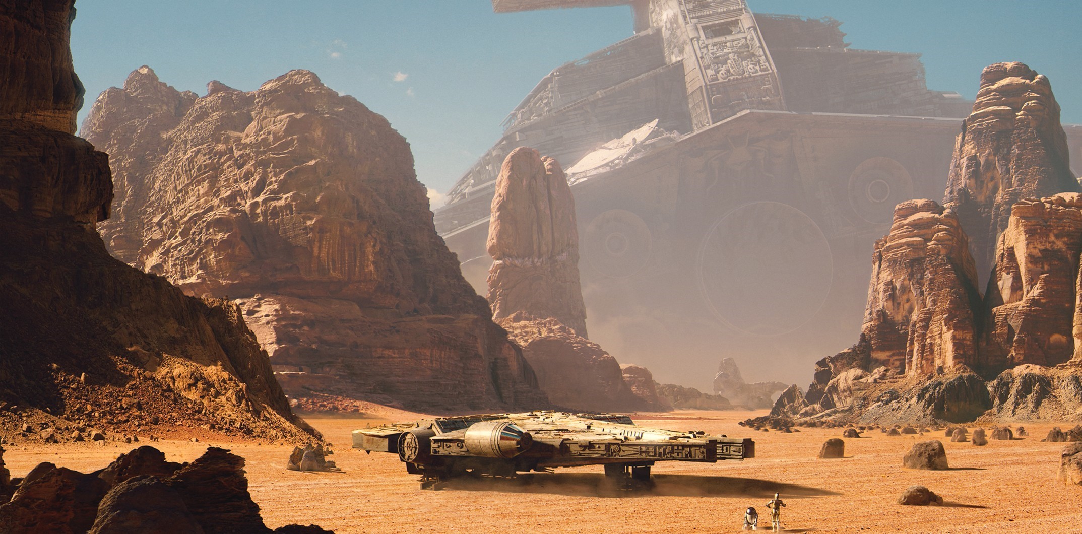 General 2147x1060 Star Wars Millennium Falcon science fiction planet spaceship Star Wars Ships CGI digital art Star Wars Droids vehicle