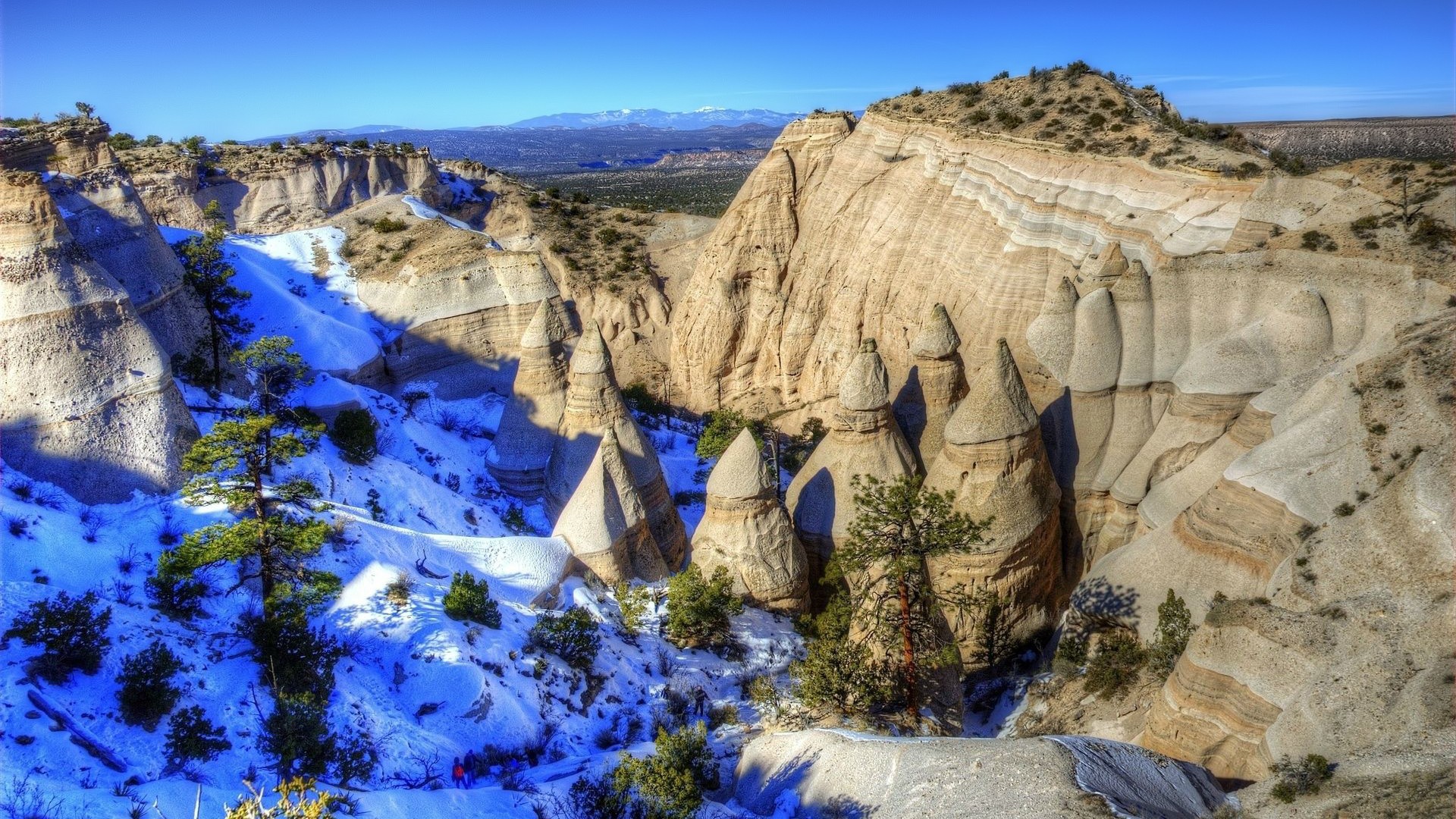 General 1920x1080 landscape snow rock formation New Mexico cliff nature rocks