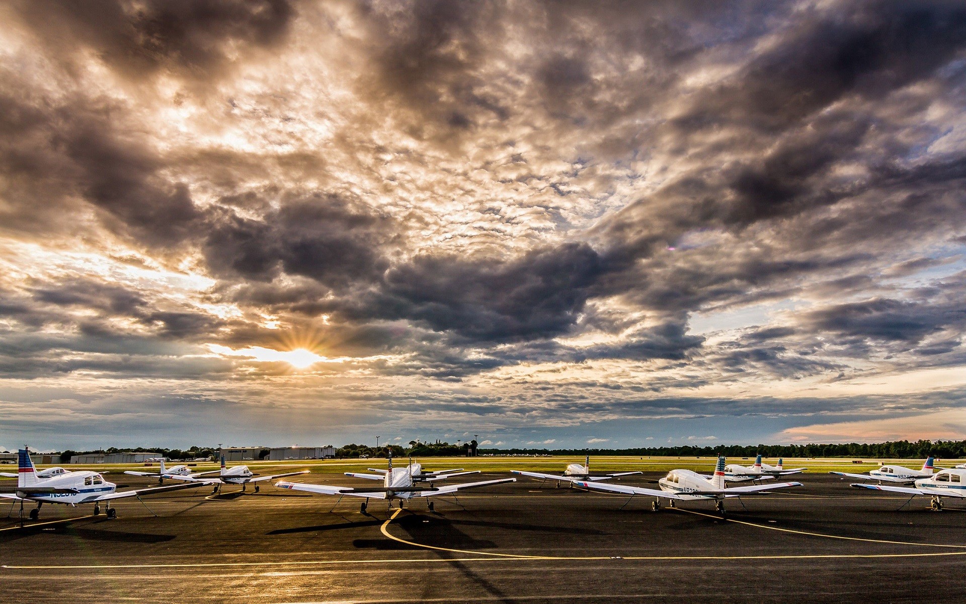 General 1920x1200 aircraft airplane sunset clouds airfield Sun vehicle sky sunlight airport