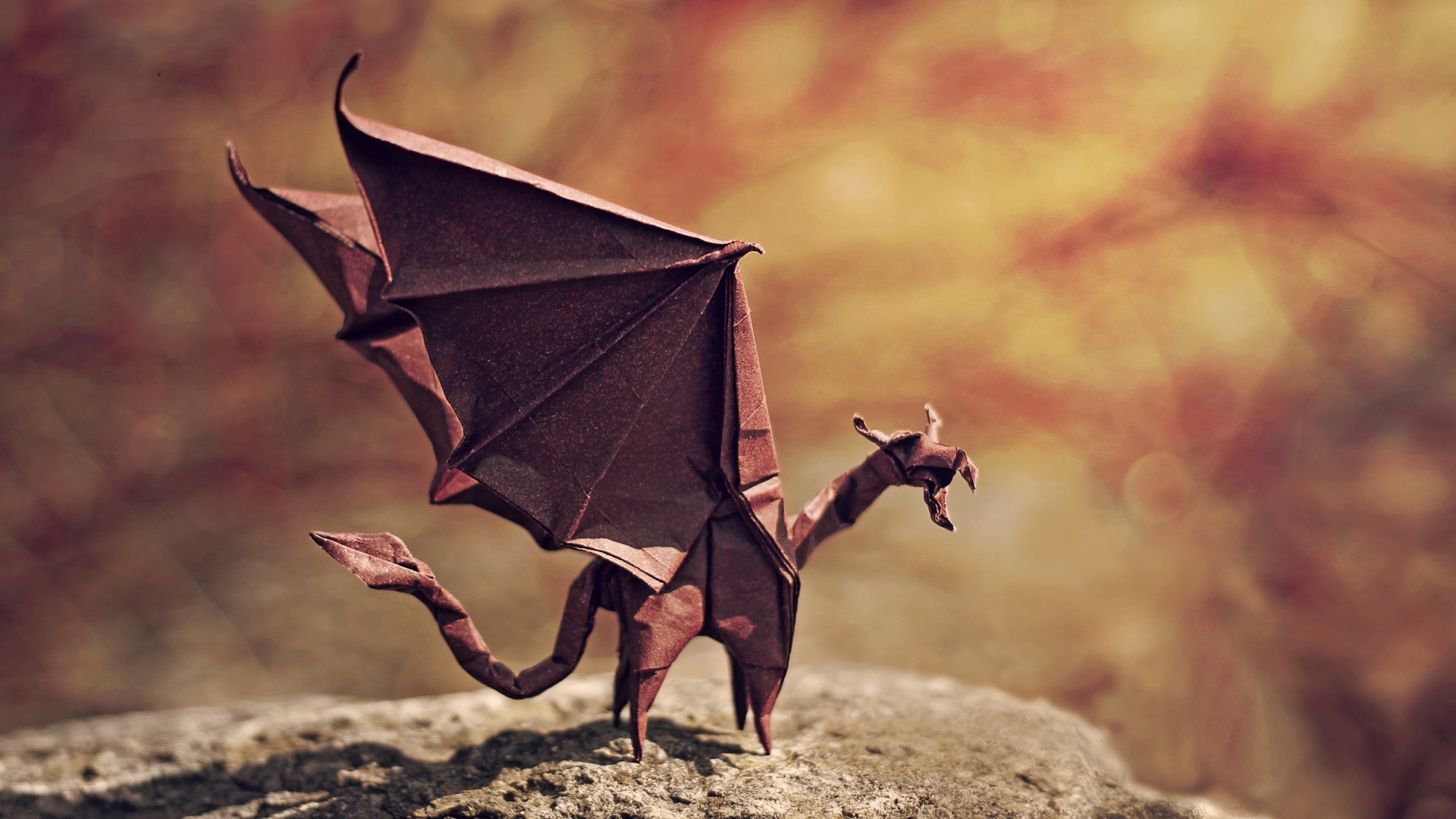 General 1920x1080 dragon origami wings stones tail depth of field paper shadow miniatures creature DeviantArt closeup