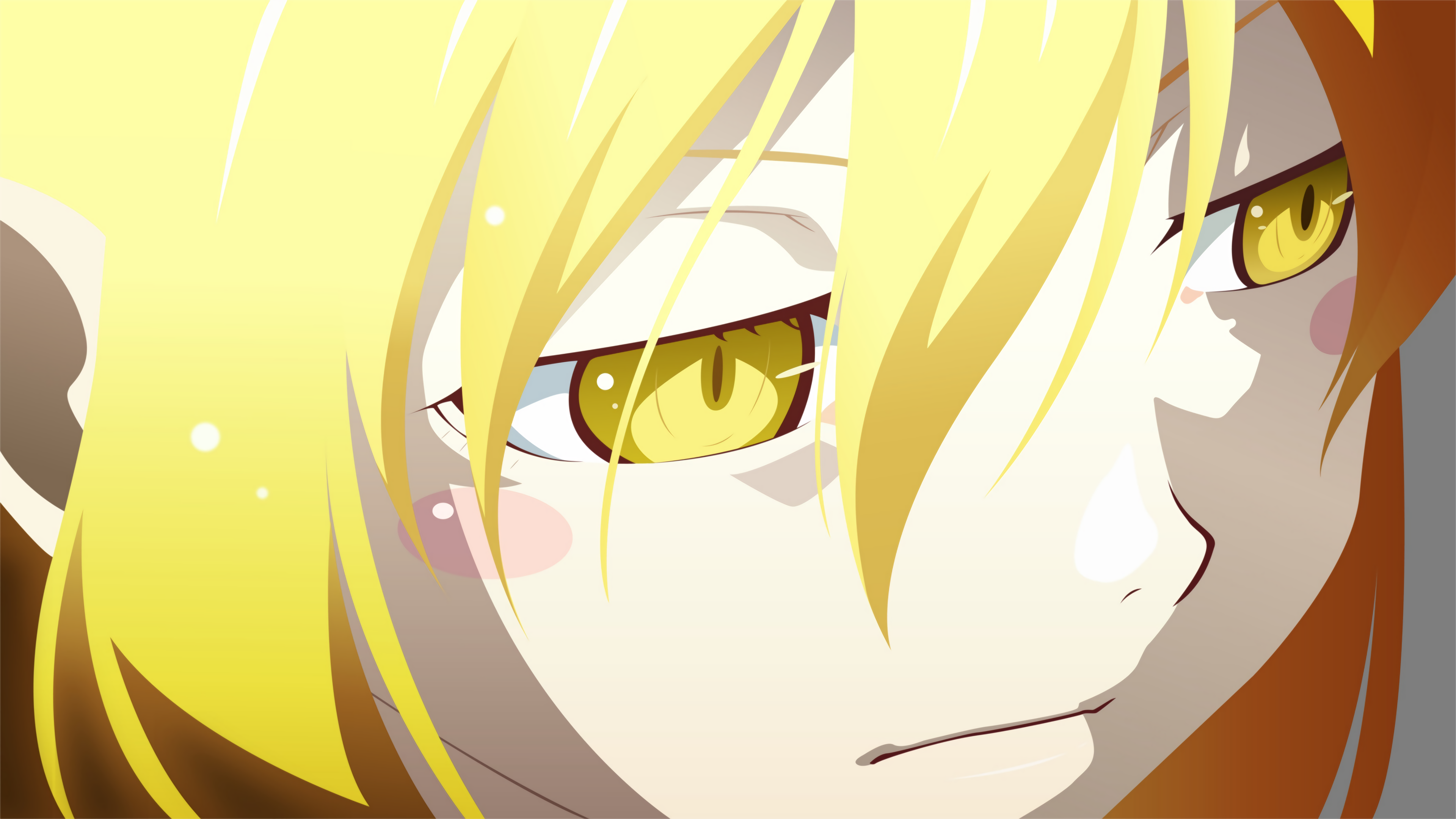 Anime 3840x2160 anime anime girls Oshino Shinobu long hair blonde vector art Monogatari Series yellow eyes face