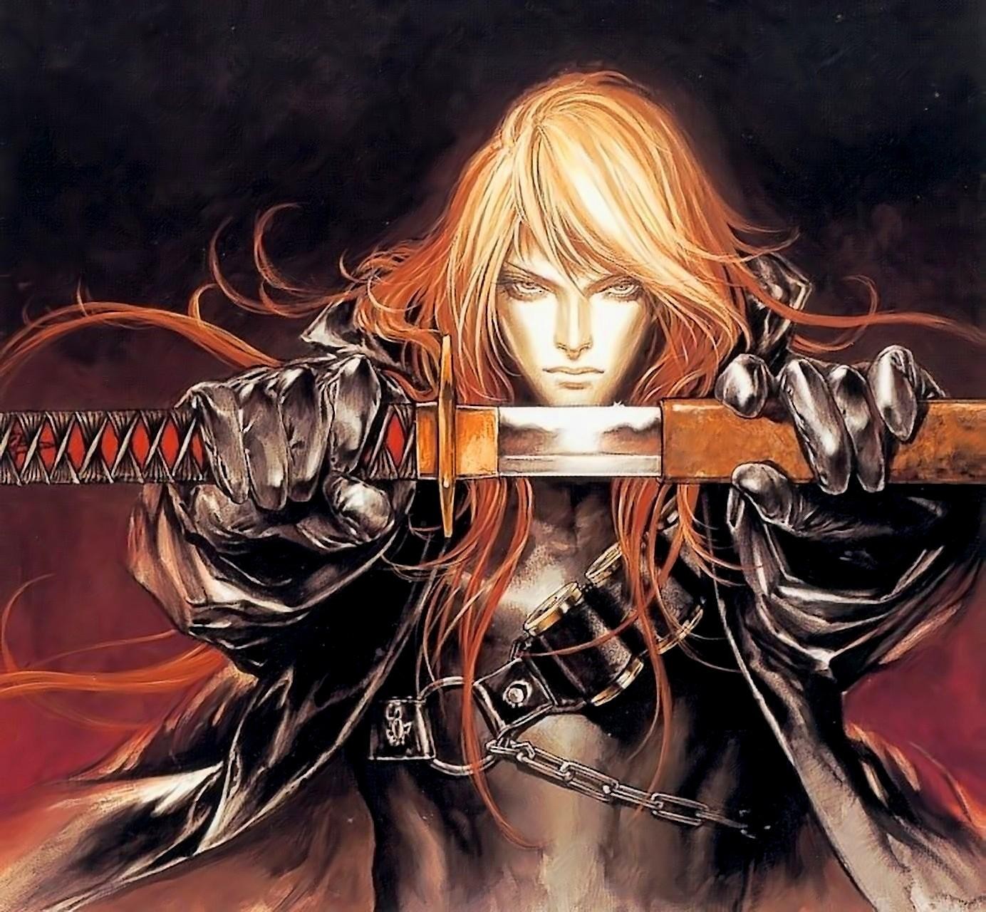 General 1384x1280 Castlevania video game art sword video games weapon long hair