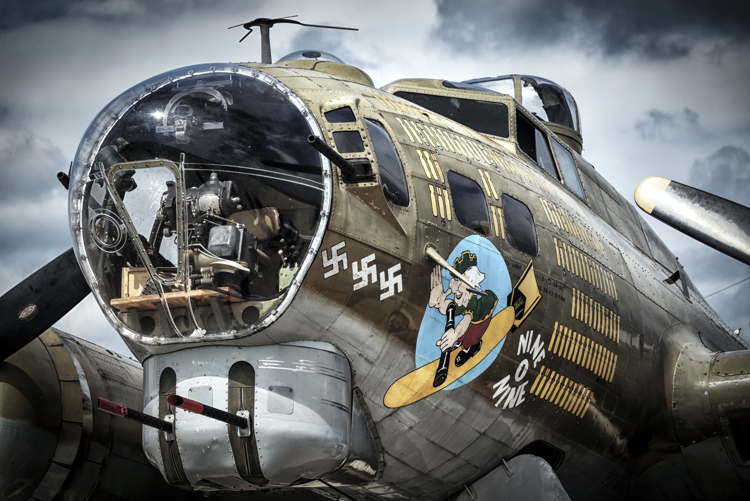 General 2500x1669 Boeing B-17 Flying Fortress military vehicle vehicle military aircraft military swastika American aircraft Boeing World War II aircraft clouds sky