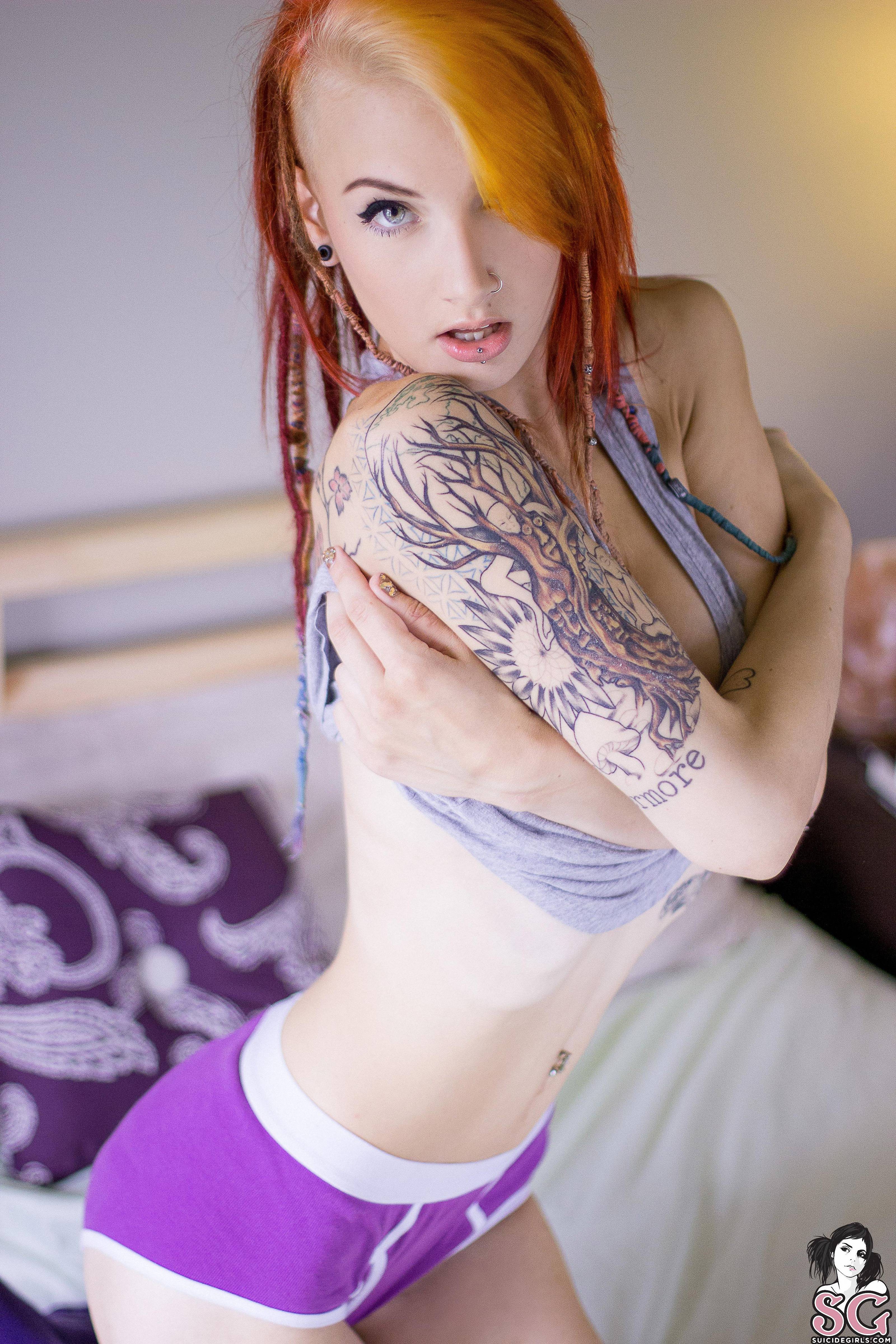 People 3200x4800 women Stormyent Suicide Suicide Girls pornstar inked girls belly women indoors indoors looking at viewer hair in face