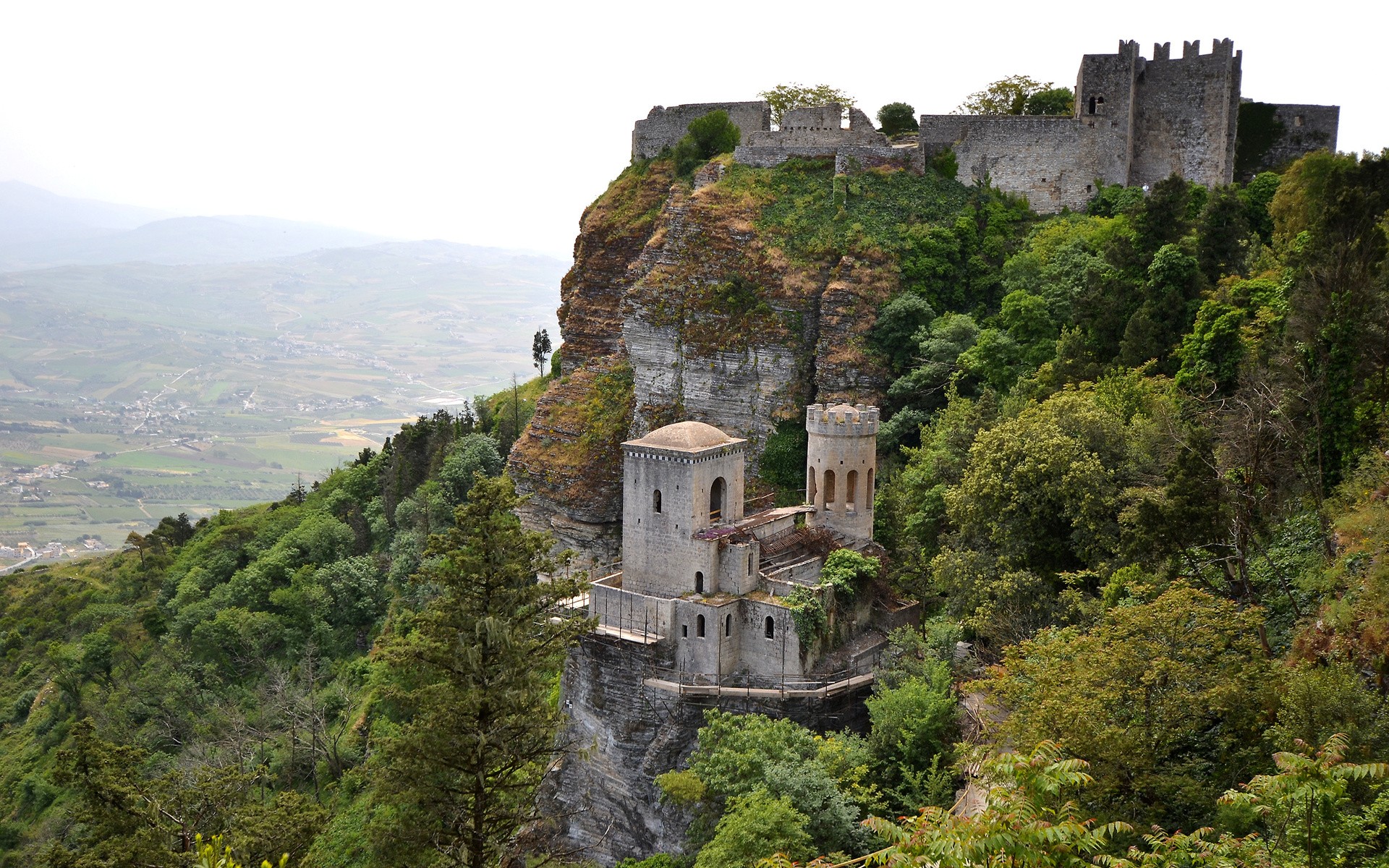 General 1920x1200 nature landscape castle Sicily town cliff Italy building