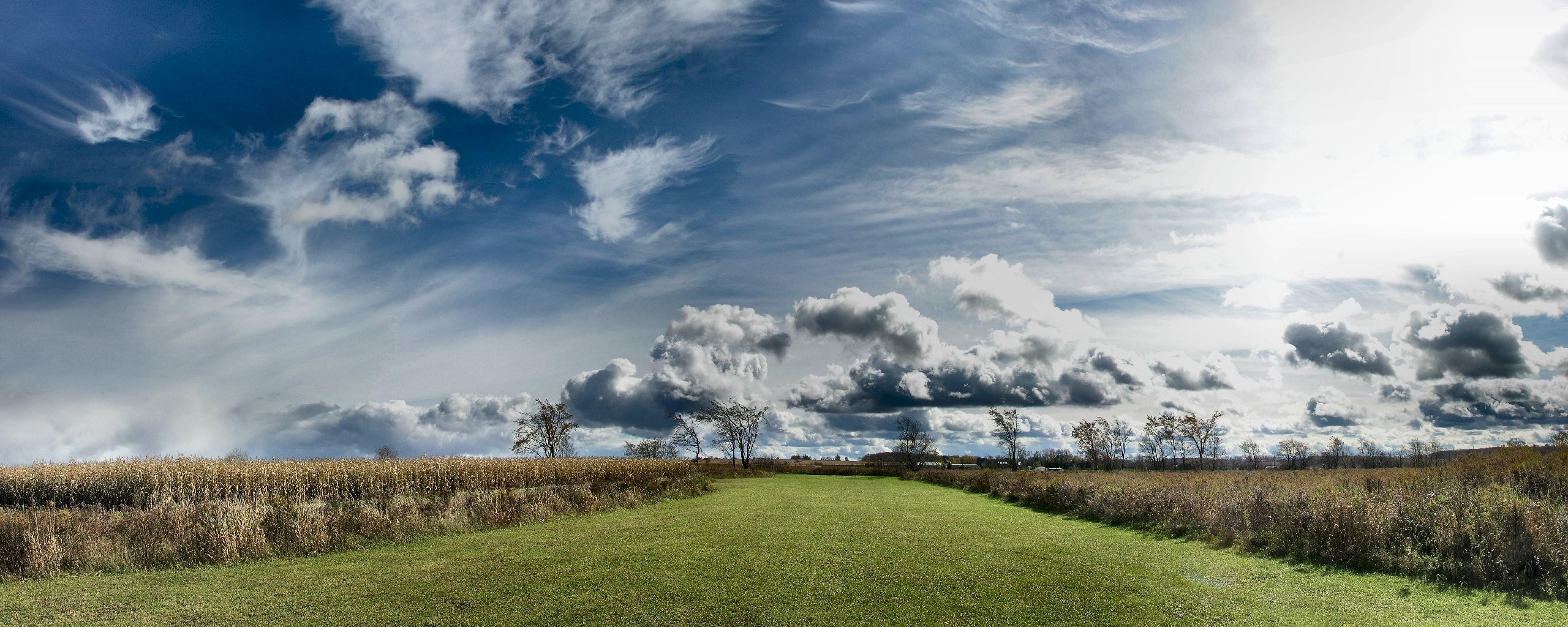 General 2560x1024 sky clouds field outdoors