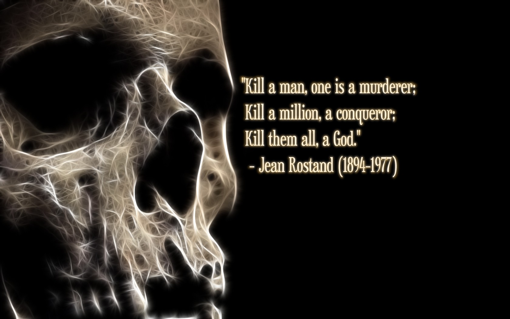 General 1680x1050 quote skull typography Fractalius text simple background