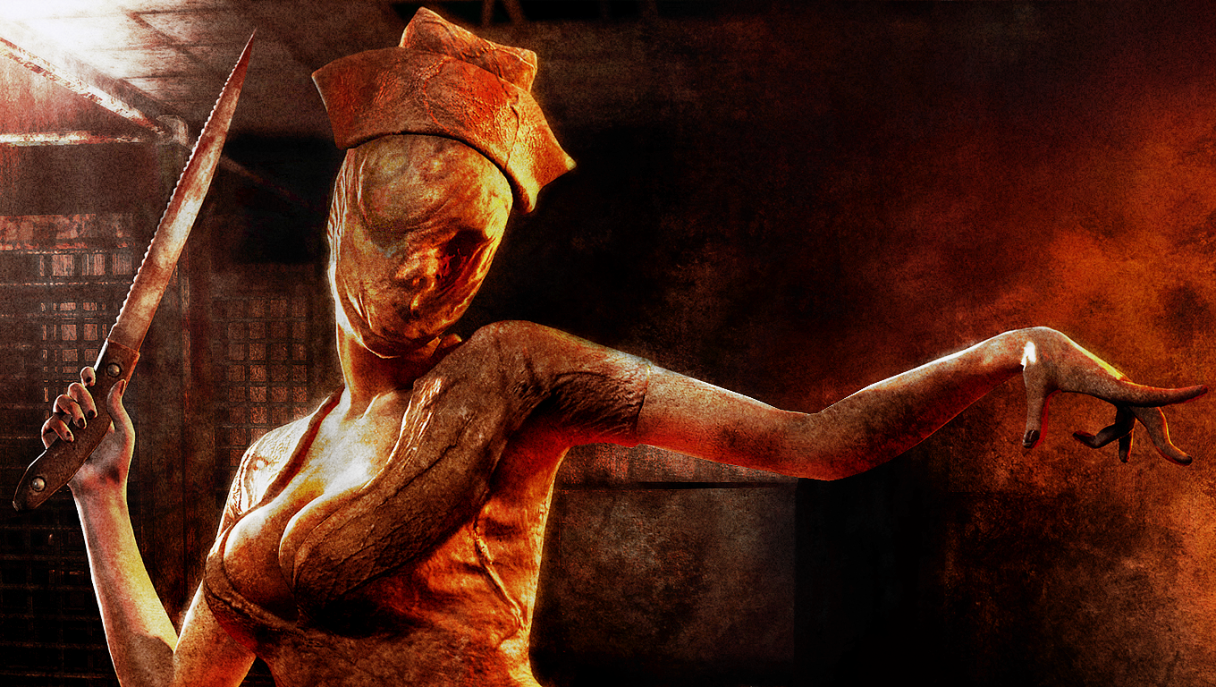 General 1360x768 video games Video Game Horror boobs knife creature video game art blood Silent Hill