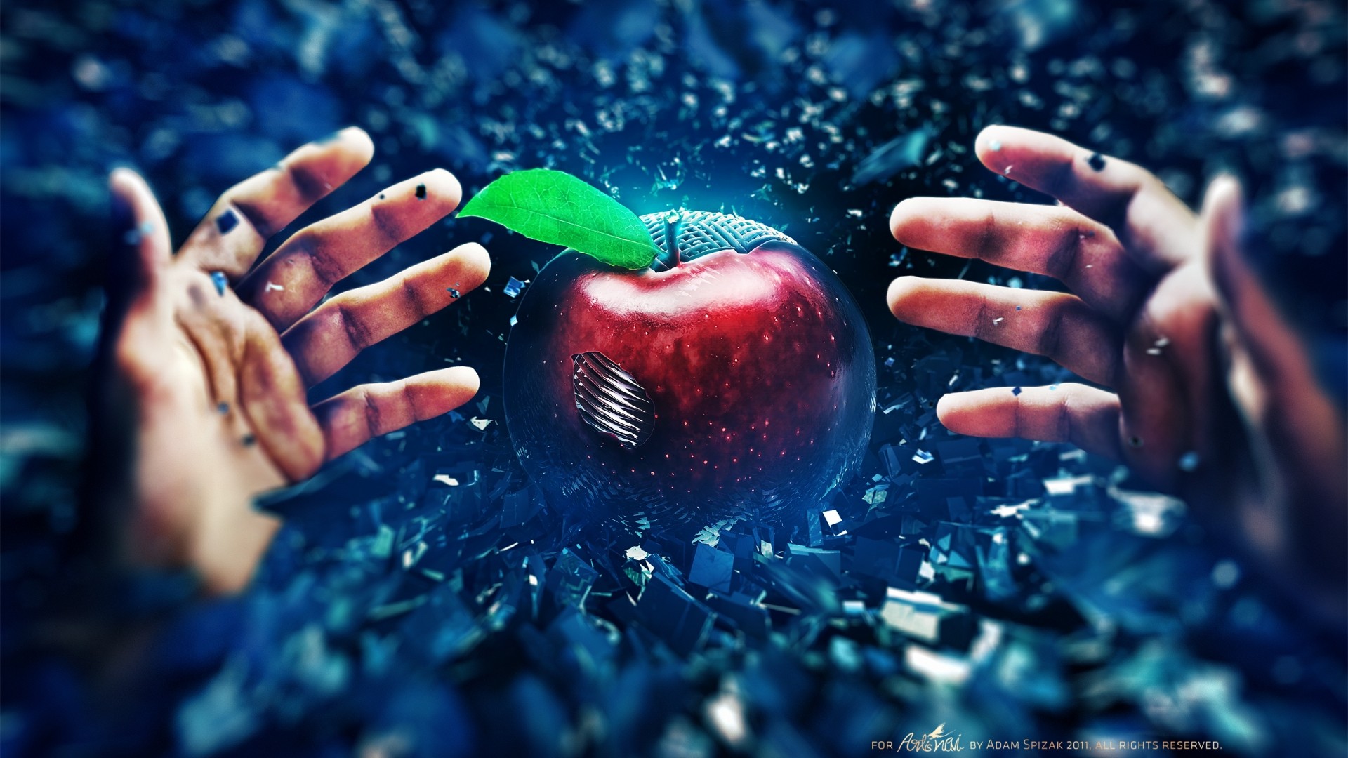 General 1920x1080 hands digital art apples Adam Spizak food fruit