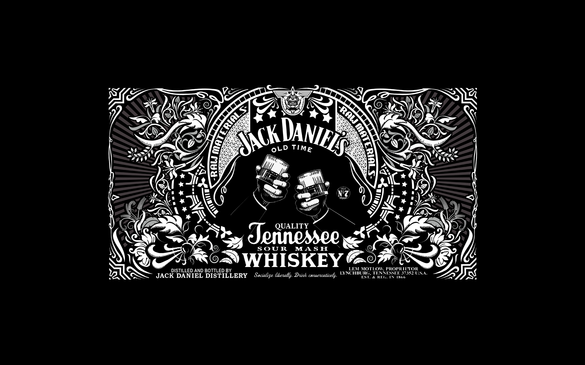 General 1920x1200 Jack Daniel's whiskey alcohol advertisements simple background black background