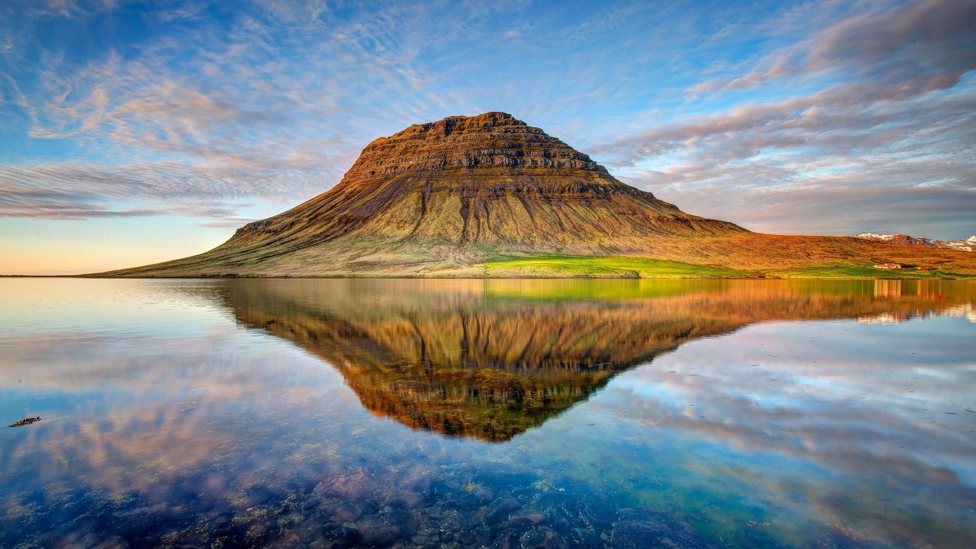 General 1920x1080 landscape reflection mountains Kirkjufell Iceland lake nordic landscapes nature 500px