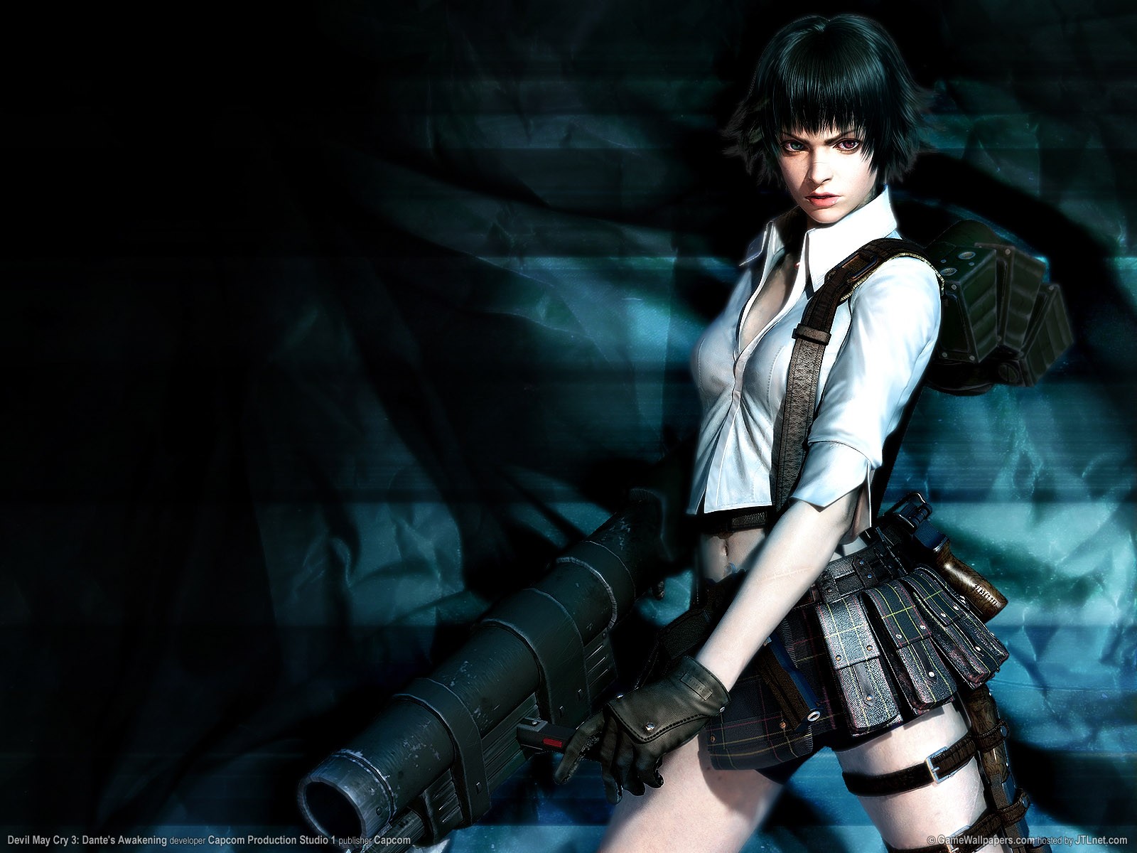 General 1600x1200 Devil May Cry Lady (Devil May Cry) Devil May Cry 3 weapon CGI digital art video game art video game girls dark hair looking at viewer rocket launchers Capcom