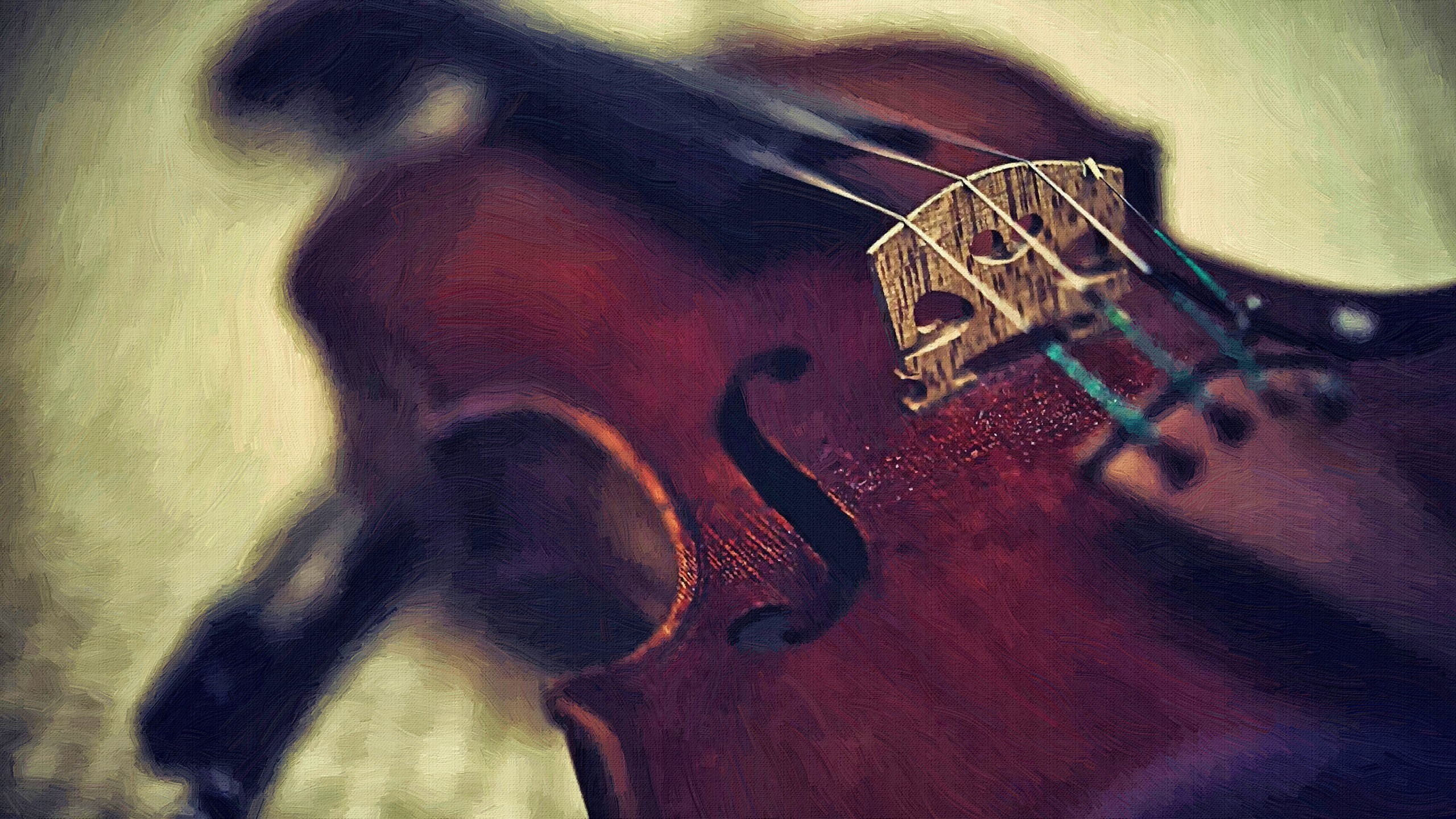 General 2560x1440 violin macro artwork musical instrument
