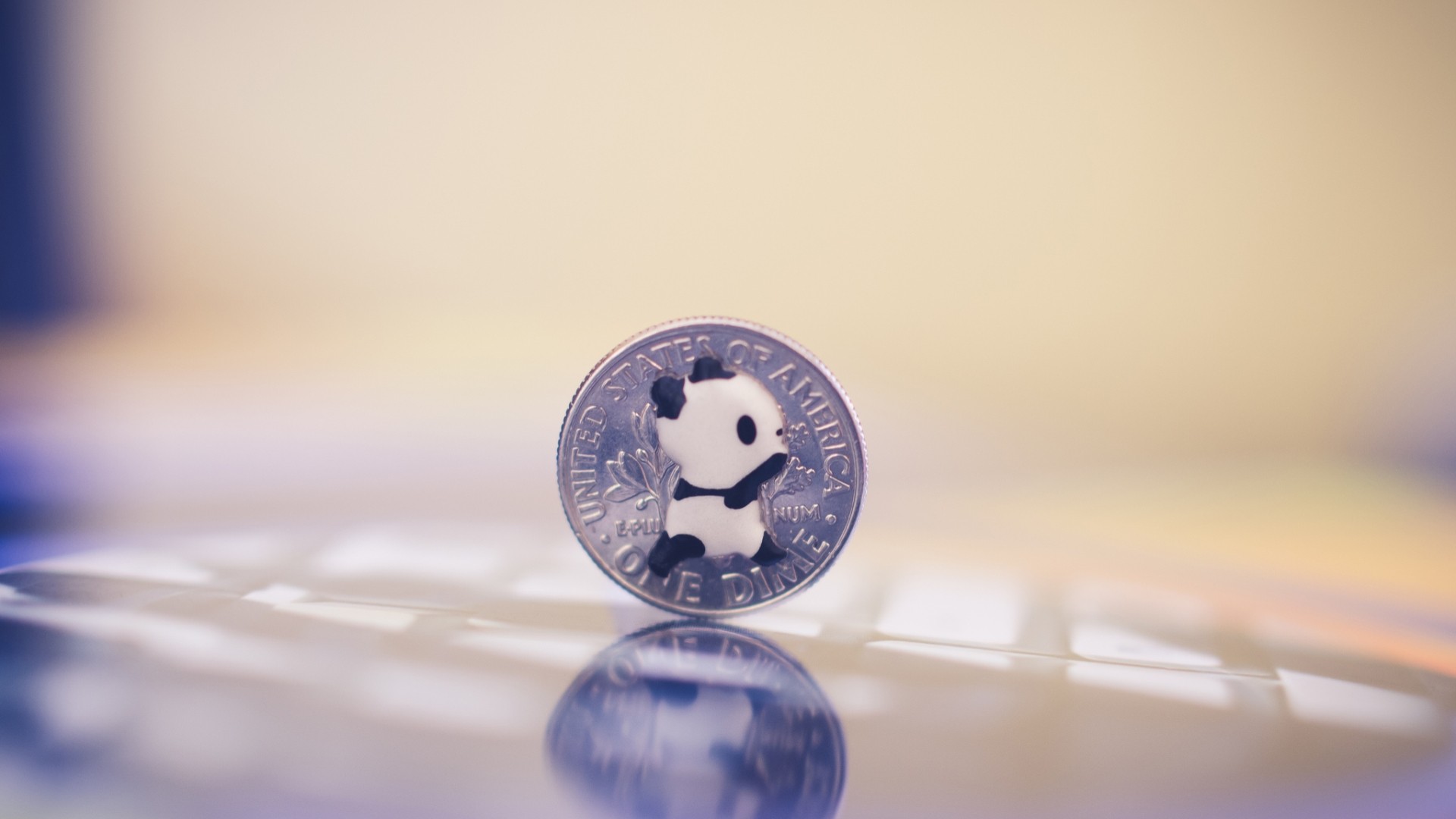 General 1920x1080 panda money coins metal reflection