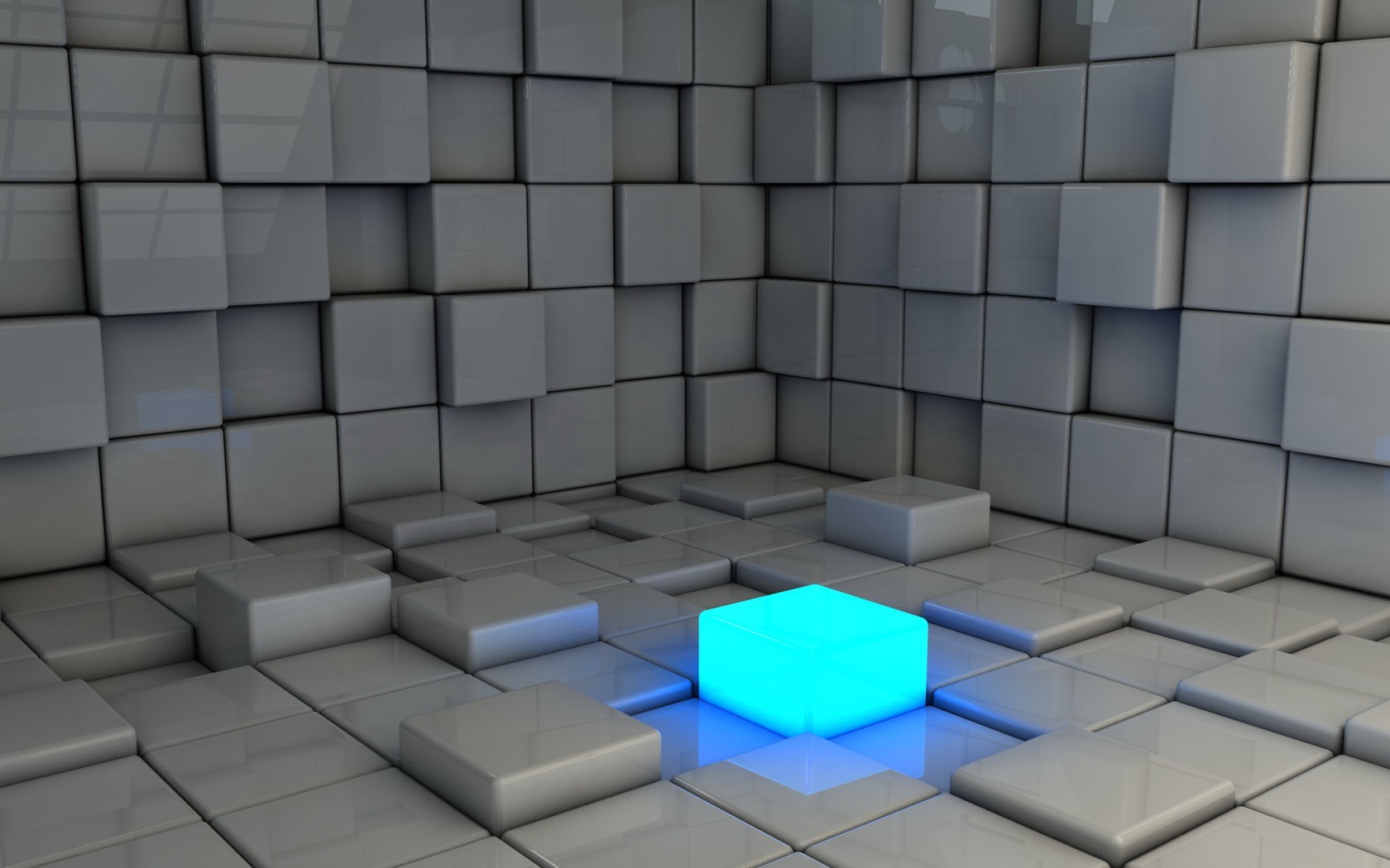 General 1680x1050 abstract digital art cube CGI blue cyan 3D Abstract 3D Blocks